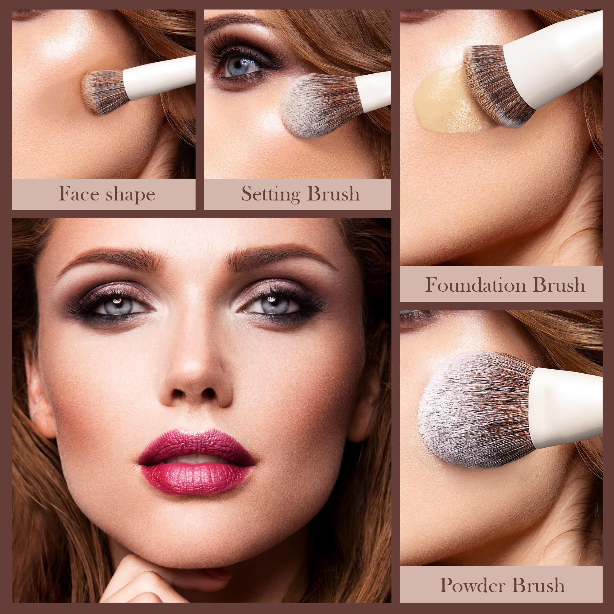 Jessup 14-Piece Premium Synthetic Makeup Brush Set - Foundation, Concealer, Blush, Contour, Powder & Eyeshadow Blending Brushes (Pearl White T343) - Perfect for Professional Makeup Artists & Beginners for Flawless Daily & Special Occasion Looks
