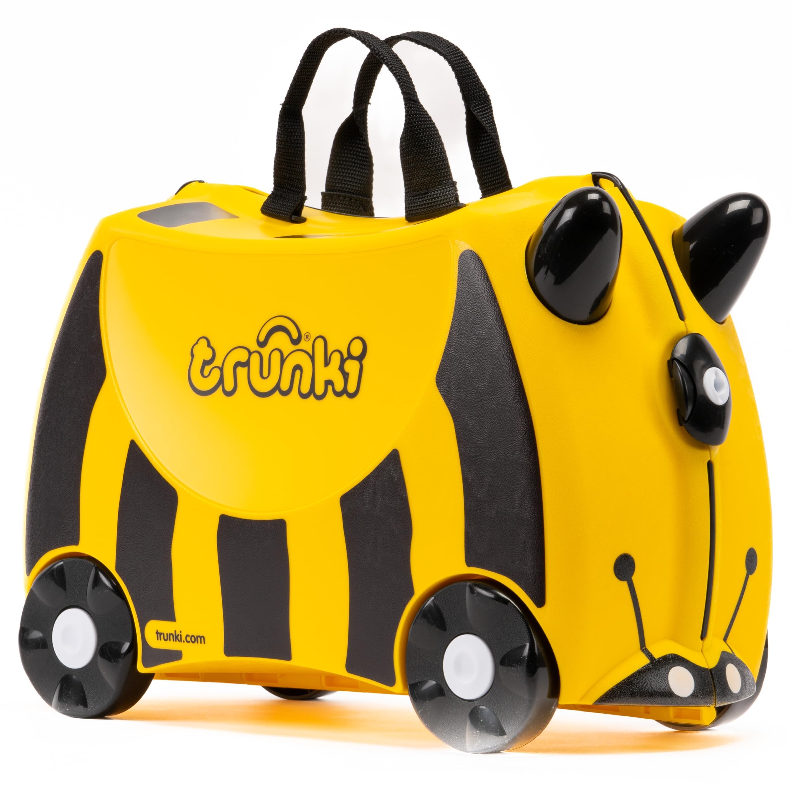 Trunki Ride-On Kids Suitcase - Tow-Along Toddler Luggage with Wheels | Airplane Travel Essentials for Boys & Girls | Bernard Bee Yellow | Perfect for Family Trips, Airport Adventures & Playtime