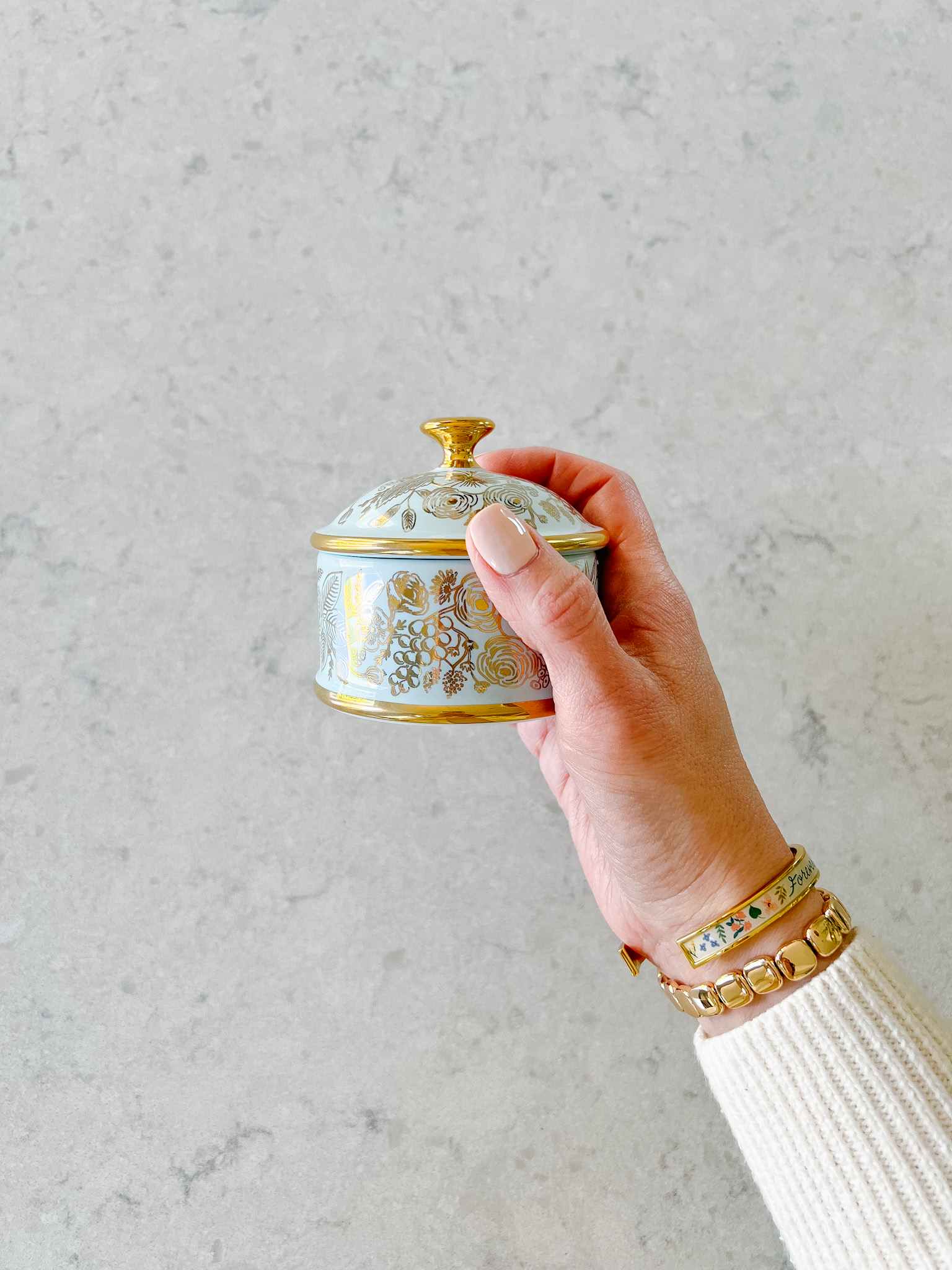 Colette Round Porcelain Box - Elegant Decorative Storage for Jewelry, Trinkets & Keepsakes | Perfect for Home Decor, Gift Giving & Organizing Small Items