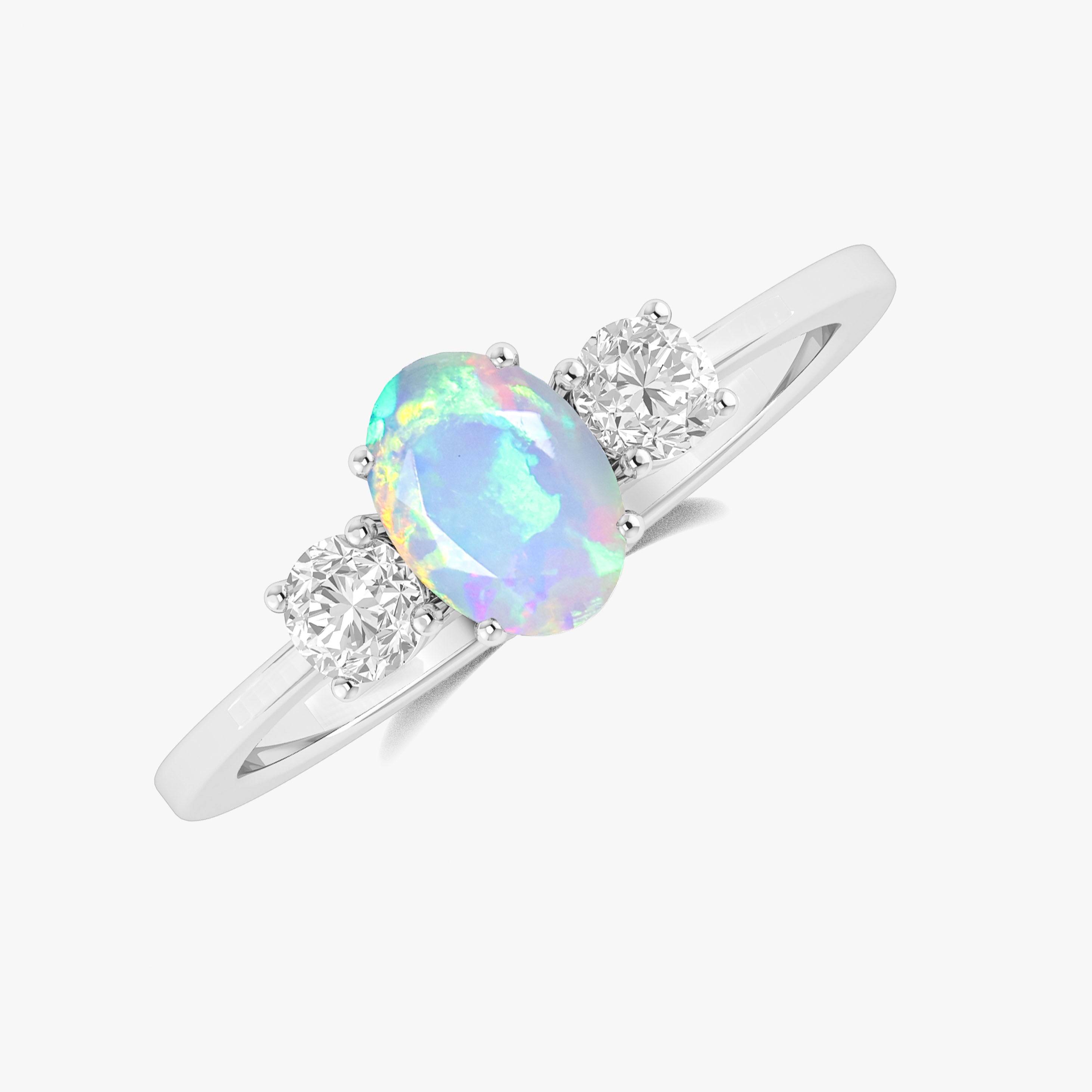 Fire White Opal Gemstone Ring for Women – Elegant Sterling Silver Handmade Jewelry – Perfect for Weddings, Anniversaries & Special Occasions
