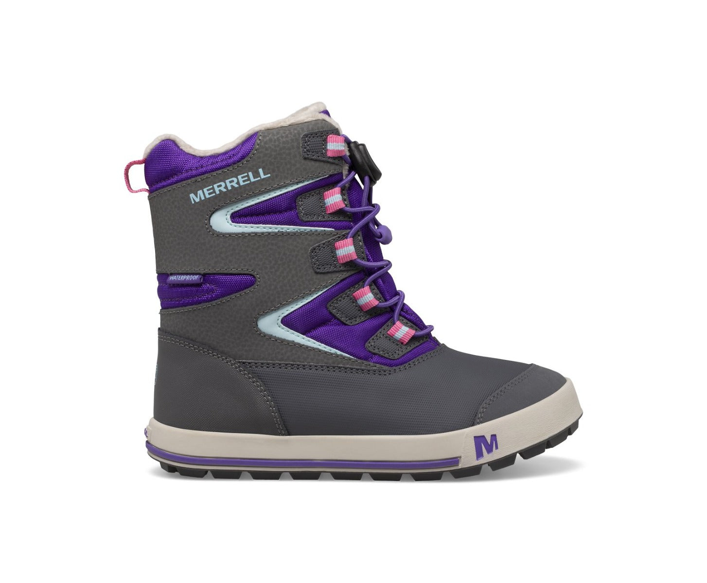 Merrell Snow Bank Kids Snow Boots - Ultra Violet & Grey - UK Size 10 - Waterproof Winter Boots for Boys & Girls - Perfect for Snow Play, Sledding & Cold Weather Activities