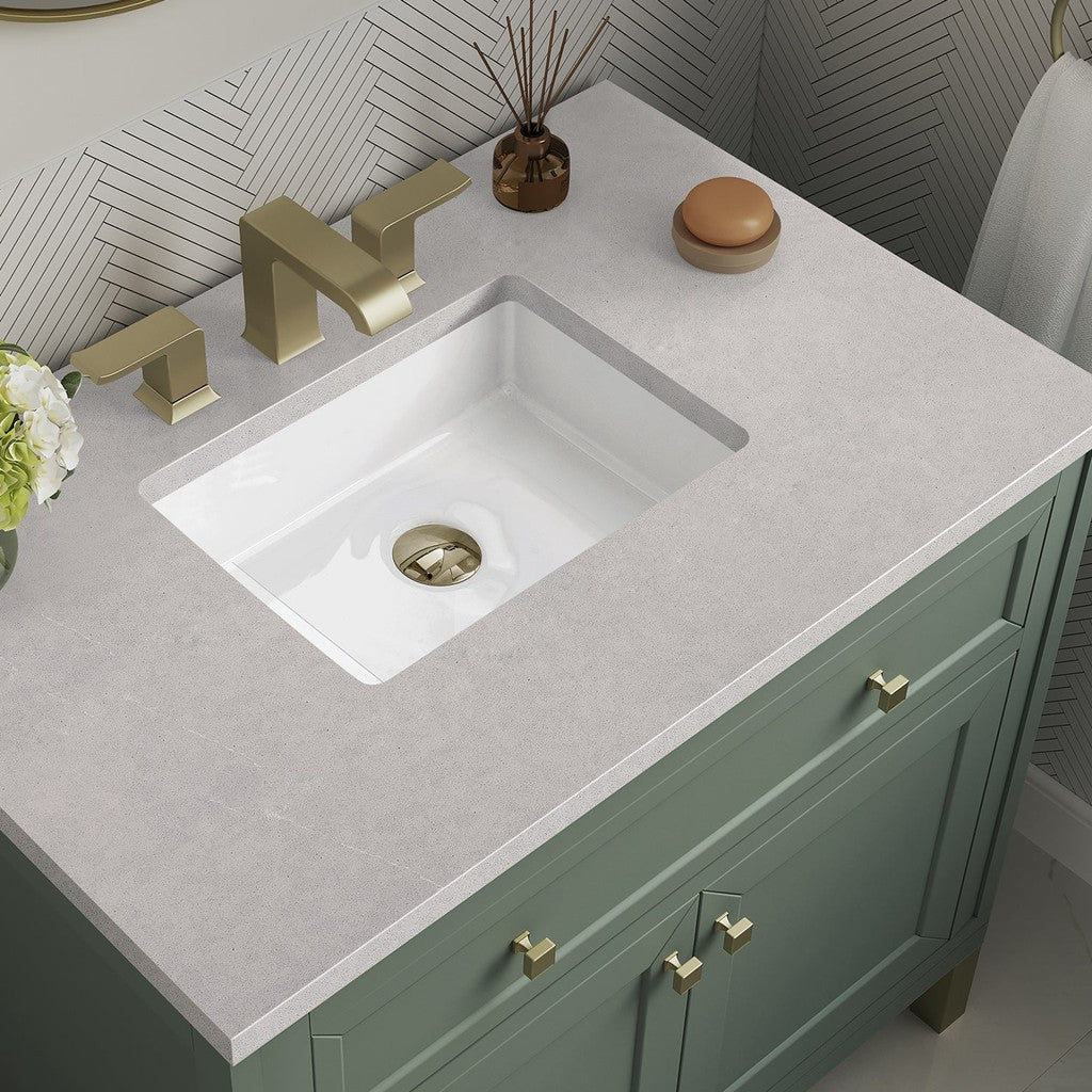 James Martin Vanities Chicago Collection 36 Inch Single Bathroom Vanity in Smokey Celadon with Countertop Options - Modern Farmhouse Style for Small Bathrooms & Powder Rooms