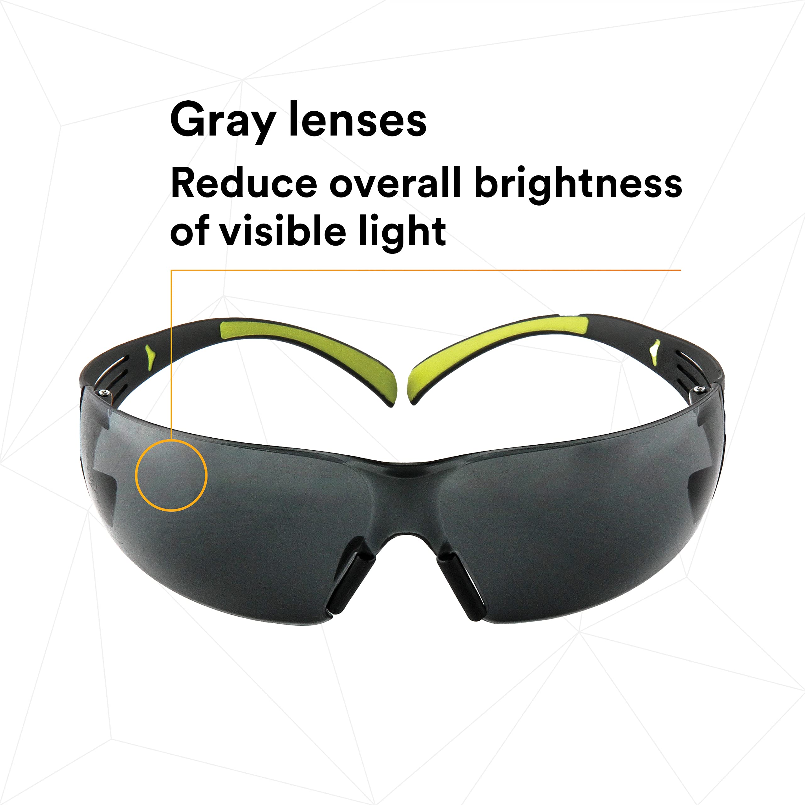 3M SecureFit 400 Series Safety Glasses - Anti-Fog & Anti-Scratch Lens, Dual-Injected Temples, Soft Nose Bridge - Pack of 20 (Gray Lens, Black/Green Frame) - Perfect for Construction, Woodworking, Lab Work & DIY Projects