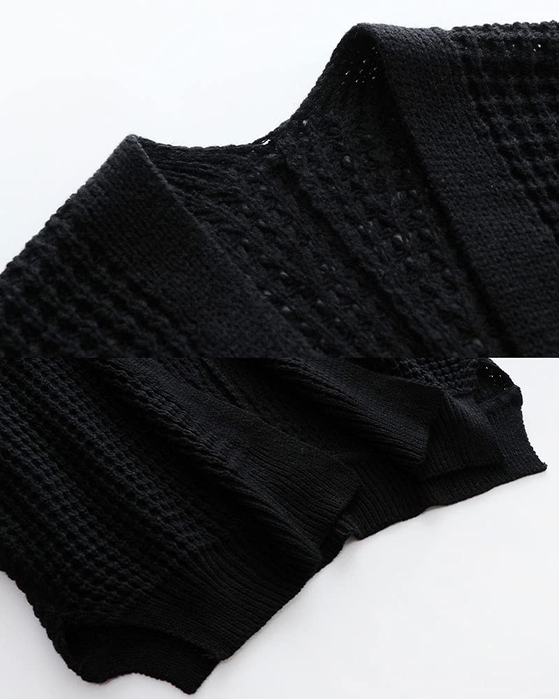 Women's Waffle Knit Cardigan - Ribbed Cuffs & Open Front Batwing Sweater - Long Sleeve Loose Fit Chunky Coat for Casual Wear | Perfect for Fall Layering, Coffee Dates & Cozy Home Outfits