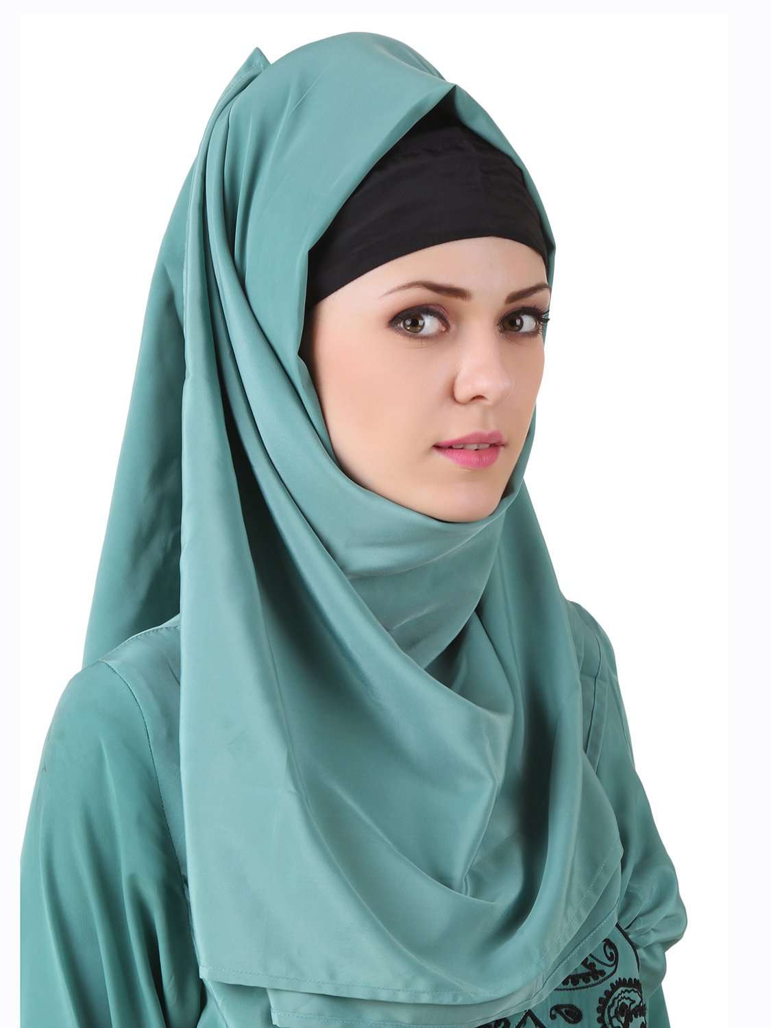 Deeba Maternity Sea Green Crepe Hijab Scarf - Soft Muslim Headscarf for Pregnant Women - Perfect for Prayer, Nursing, and Everyday Wear