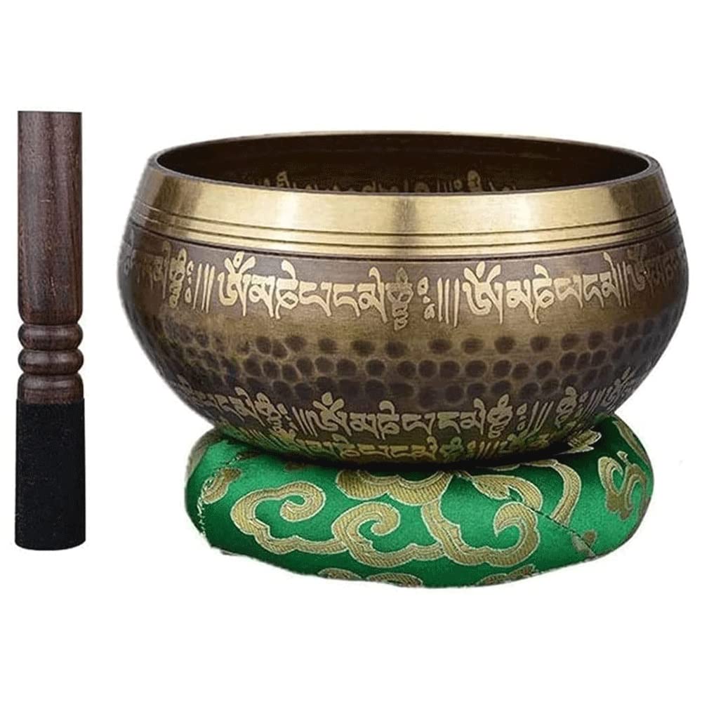 Tibetan Singing Bowl Set - 15cm Meditation Bowl for Yoga, Mindfulness & Relaxation - Handcrafted DomeStar Sound Bowl for Stress Relief & Healing