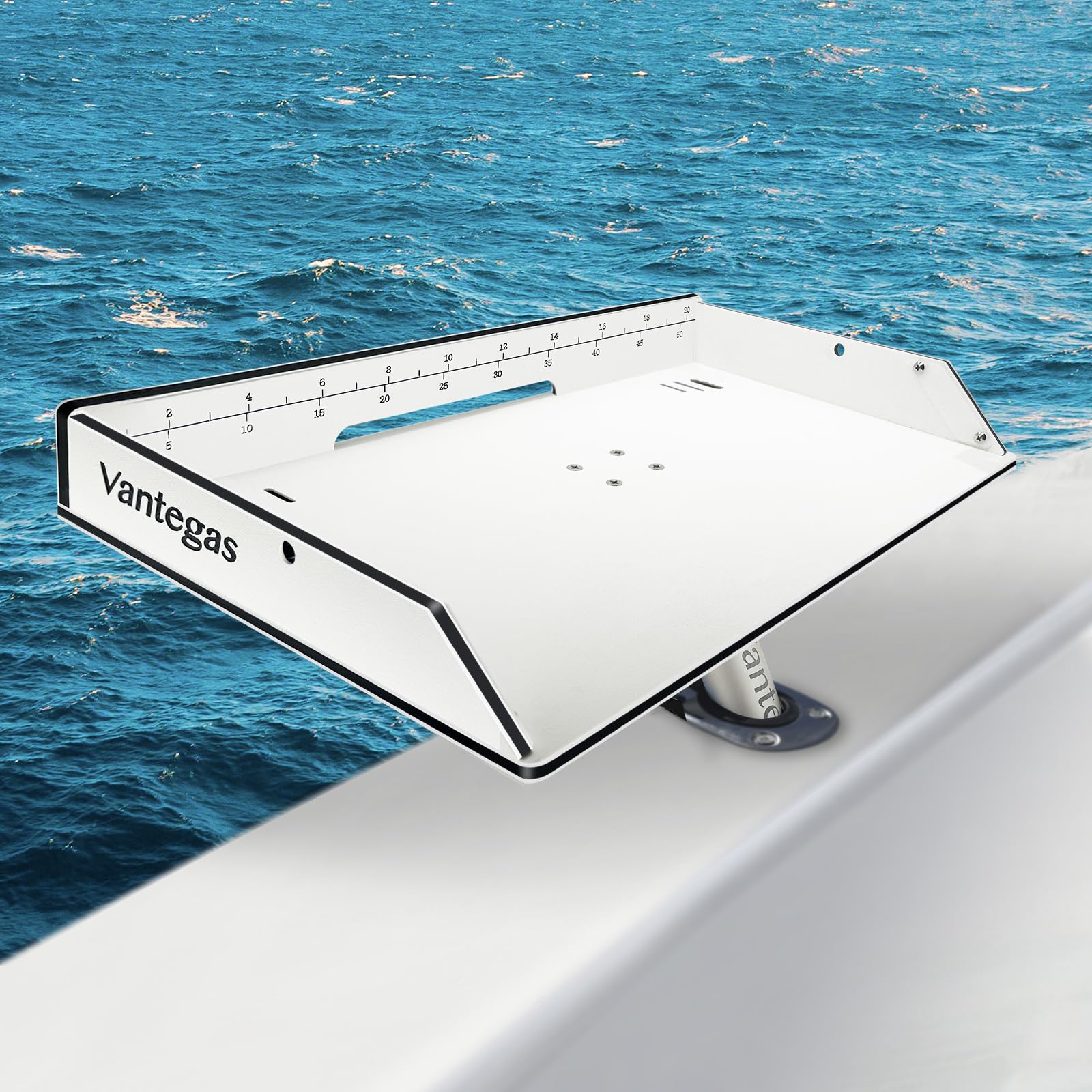 Boat Cutting Board with Fish Ruler & Rod Holder - Marine Accessories for Fishing & Grilling