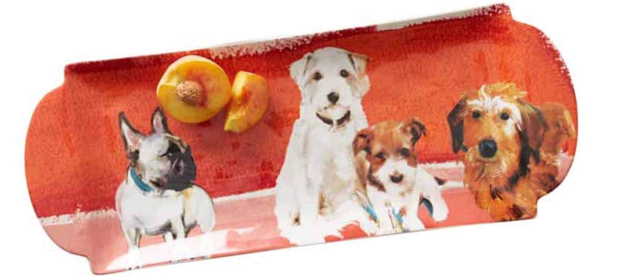 Anthropologie Four Dogs Stoneware Serving Platter - Dog-a-Day Design Ceramic Plate for Appetizers, Cheese & Charcuterie | Perfect for Pet Lovers, Dinner Parties & Holiday Gatherings