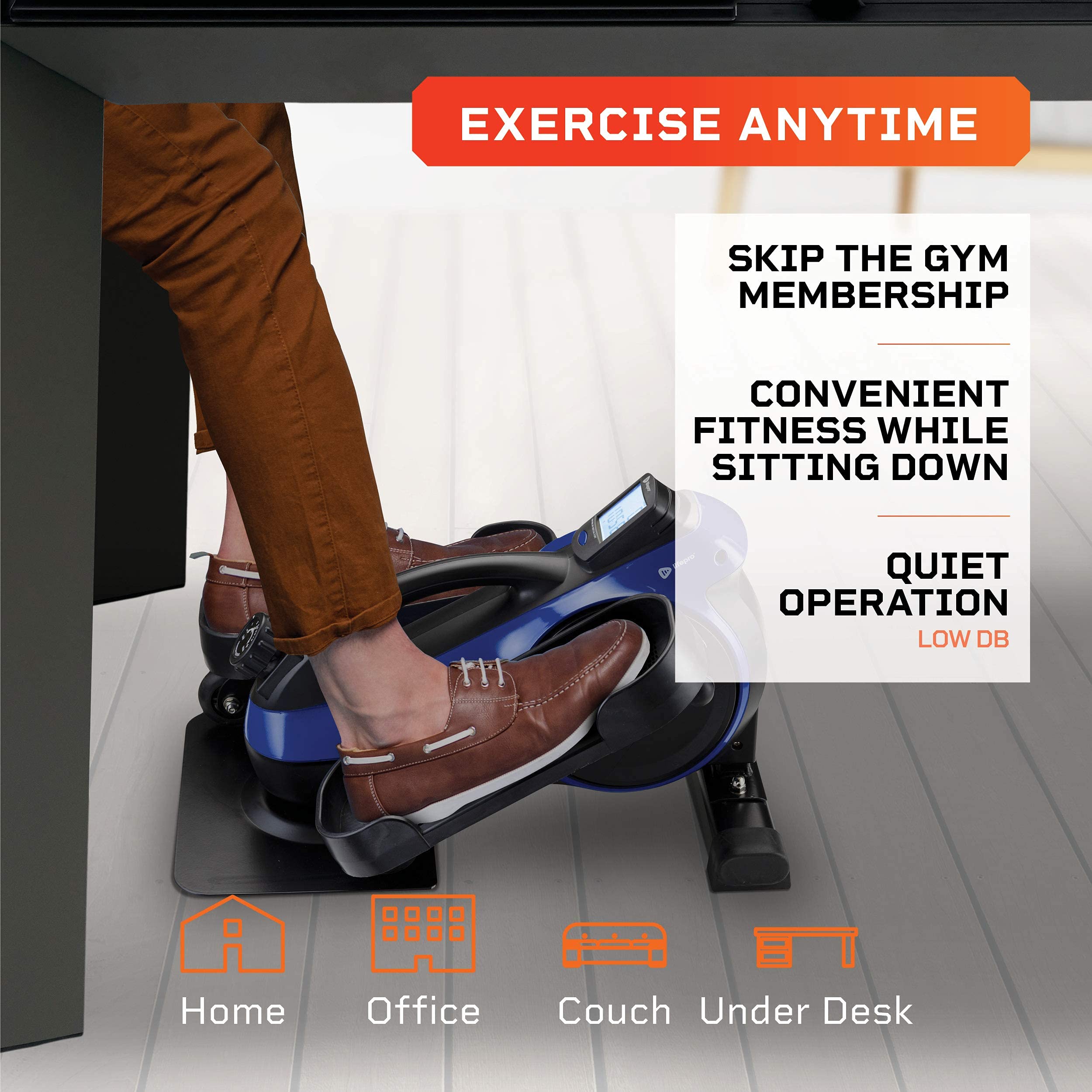 LifePro Under Desk Elliptical Machine - Portable Mini Exercise Bike for Home & Office - Quiet Pedal Exerciser for Seniors, Adults & Teens - Improve Fitness While Working (Flexstride Plus Renewed) - Perfect for Small Spaces, Sedentary Jobs & Physical Therapy