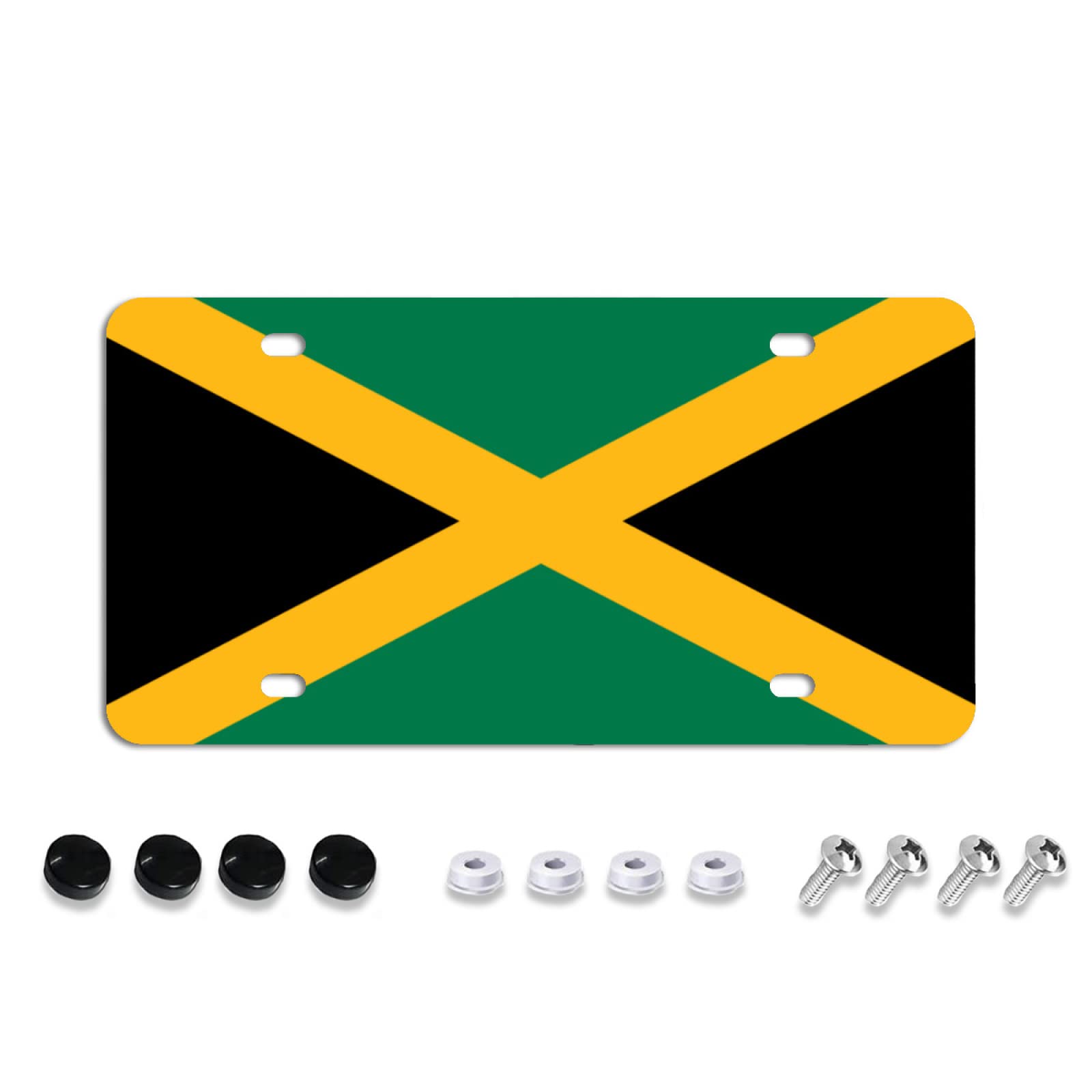 Jamaican Flag Front License Plate - 6x12 Inch Aluminum Vanity Car Tag for Men, Women, Boys & Girls - Perfect for Car Shows, Parades & Cultural Events