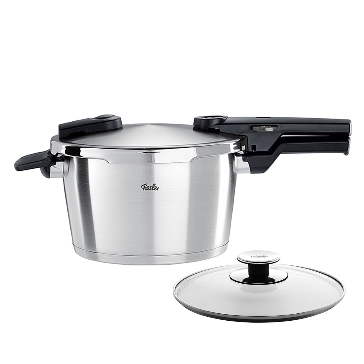 Fissler Vitaquick Premium 4.8 Quart Pressure Cooker Set with Glass Lid - Fast & Safe Cooking for Soups, Stews, and Meal Prep