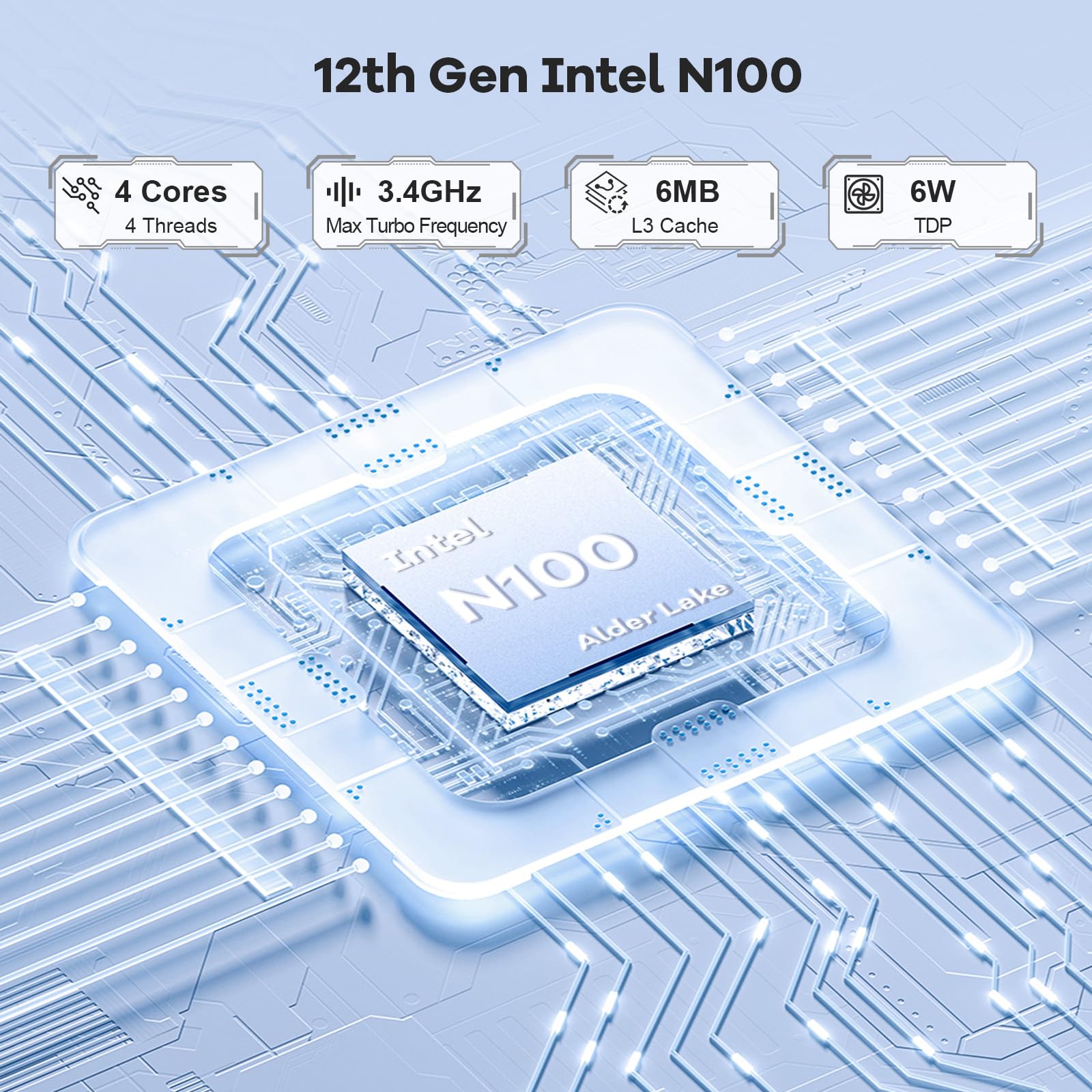 NIMO Mini PC Desktop Computer - 16GB RAM, 1TB SSD, Intel 12th Gen N100 Processor (Outperforms i3-1115G4) with USB 3.2, Bluetooth 5.2, WiFi 6, 4K Triple Display Support | Compact Micro Computer for Students, Home Office, Gaming & Entertainment