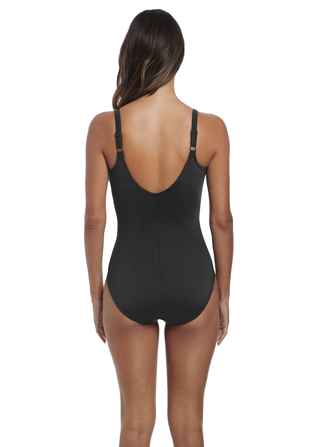 **Fantasie Women's Geneva Underwire Cross Front Light Control Swimsuit - 36FF Black/White - Perfect for Beach, Pool & Summer Vacations**