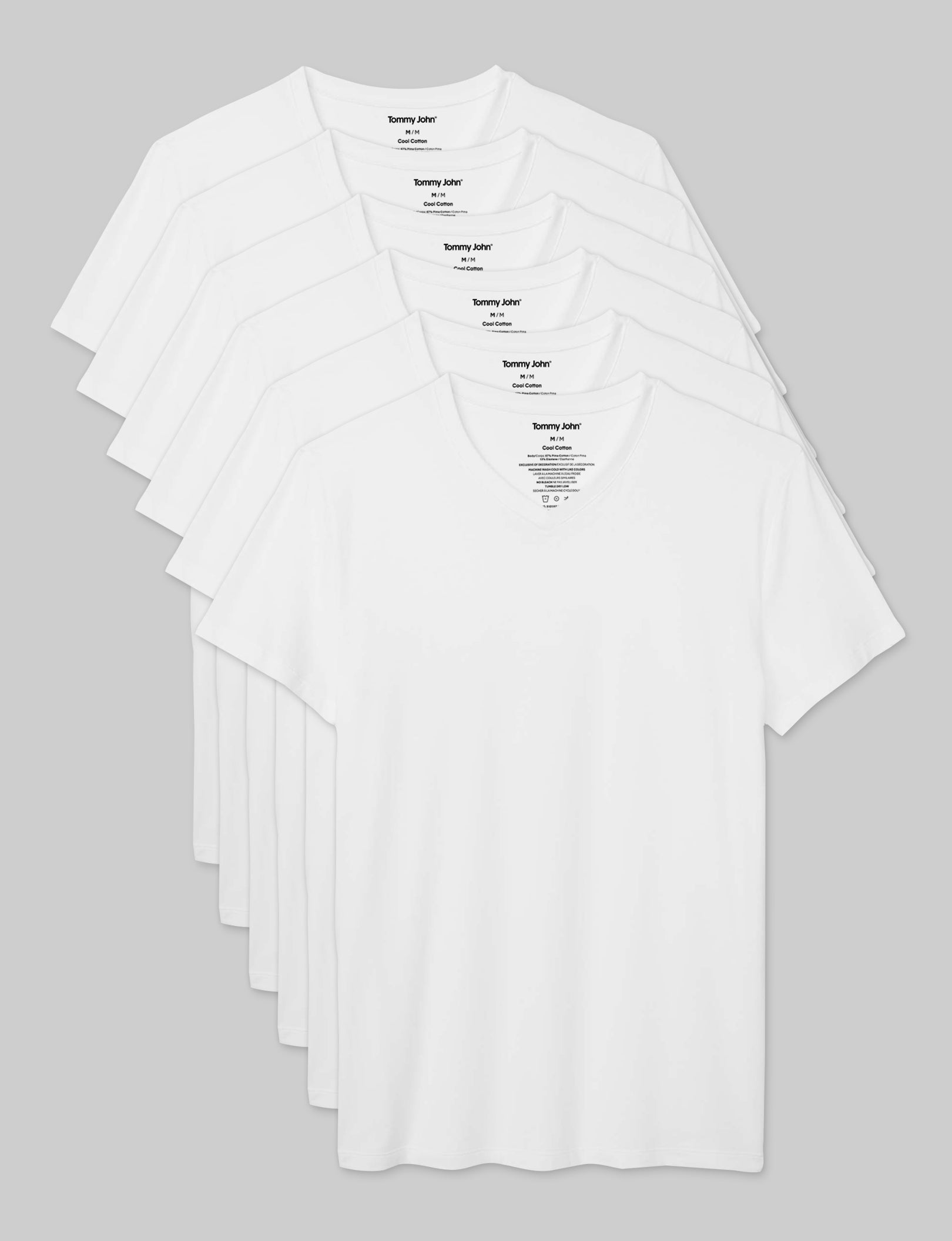 Cool Cotton High V Neck Modern Fit Undershirt (6 Pack) - Breathable Comfort for Everyday Wear, Layering & Business Casual Outfits