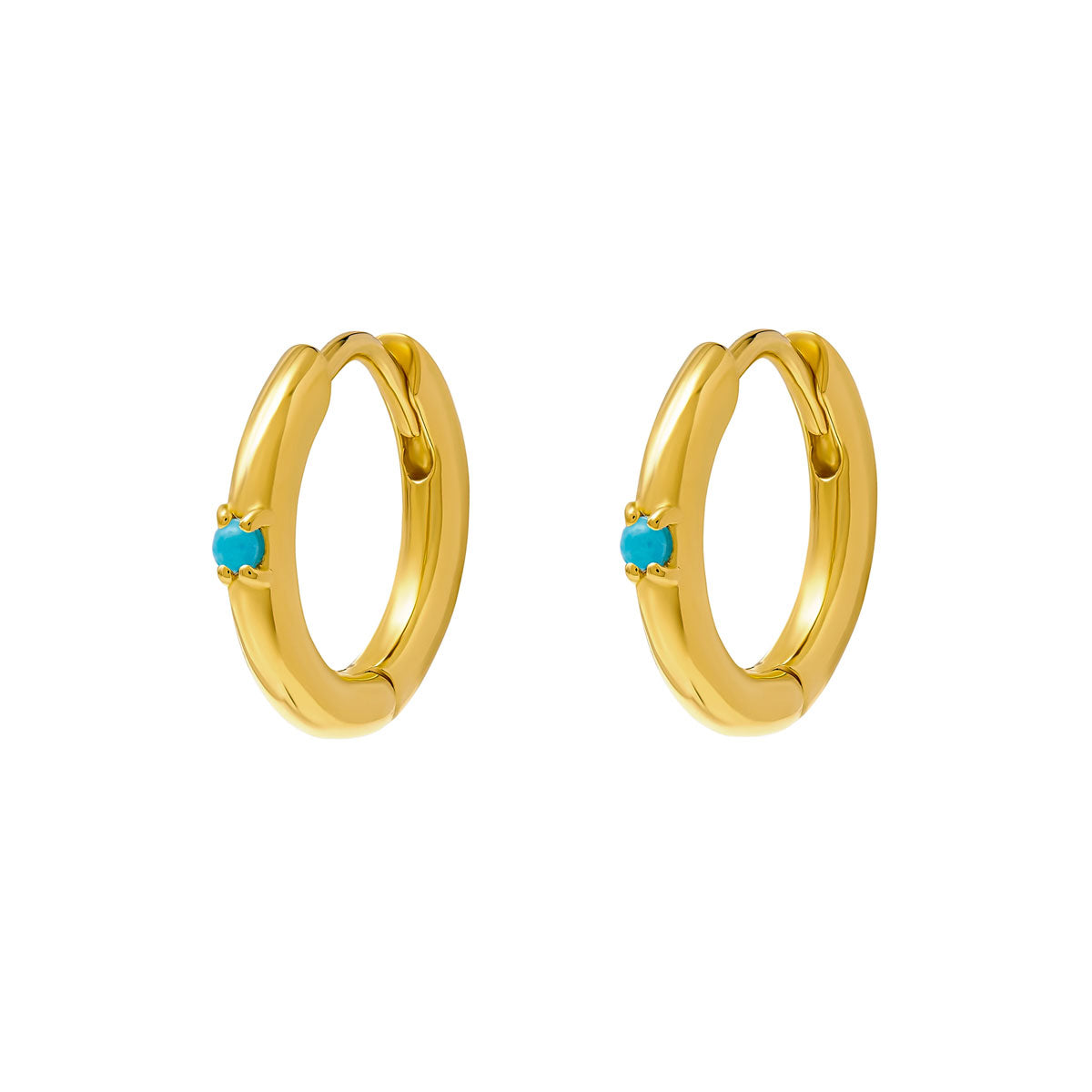 Comet Turquoise Huggie Hoop Earrings in 14K Gold - Perfect for Everyday Wear, Parties & Gifting