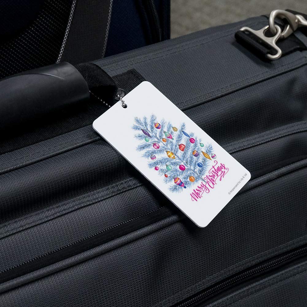 Festive Christmas Tree Luggage Tag with Ornaments - Durable Suitcase ID Tag for Carry-On Bags - Perfect for Holiday Travel & Gift Giving