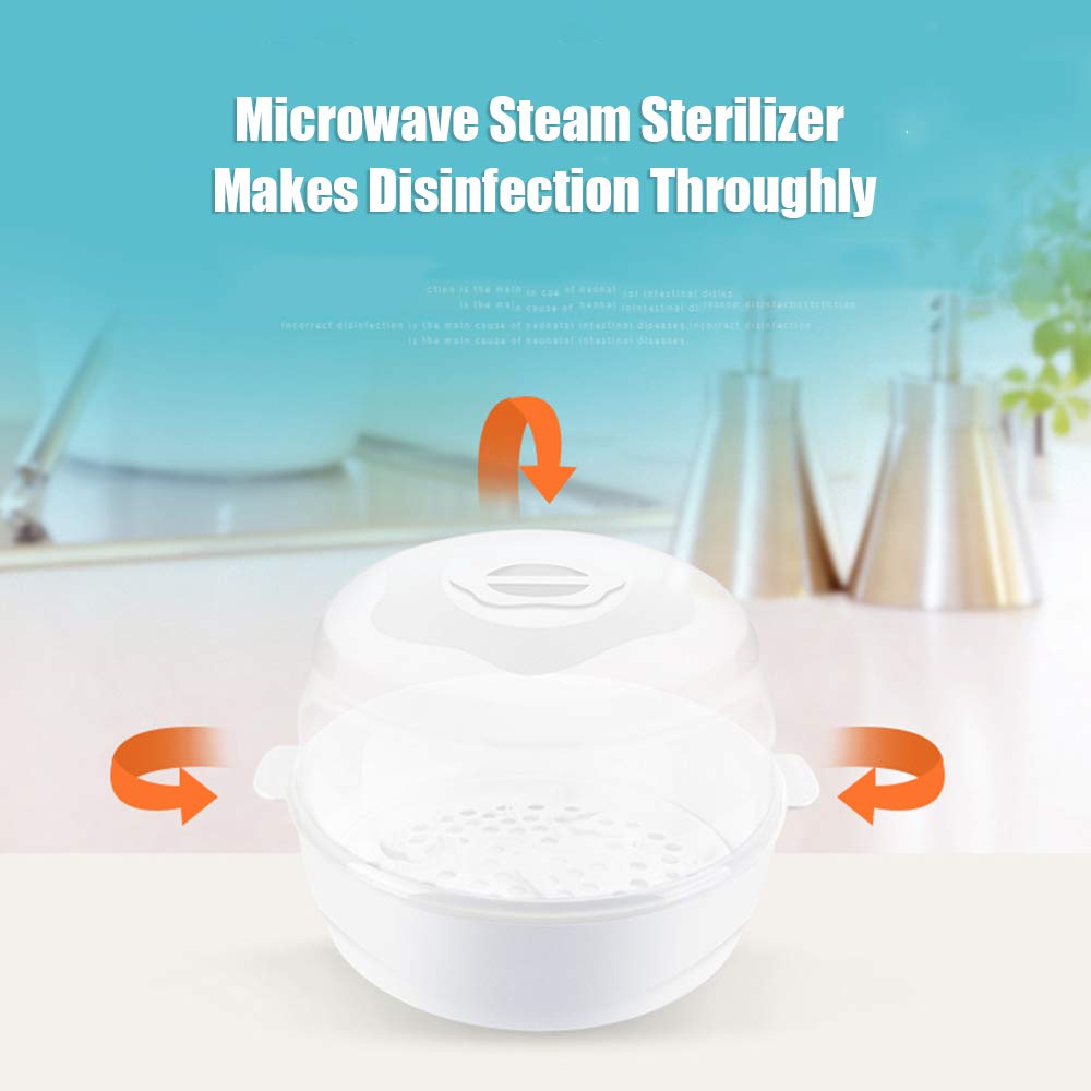 GEOINU Microwave Baby Bottle Sterilizer - Steam Sterilizer for 6 Bottles, Pacifiers & Cups - Quick 2-6 Minute Disinfection - Perfect for Nursery, Travel & Daycare Use