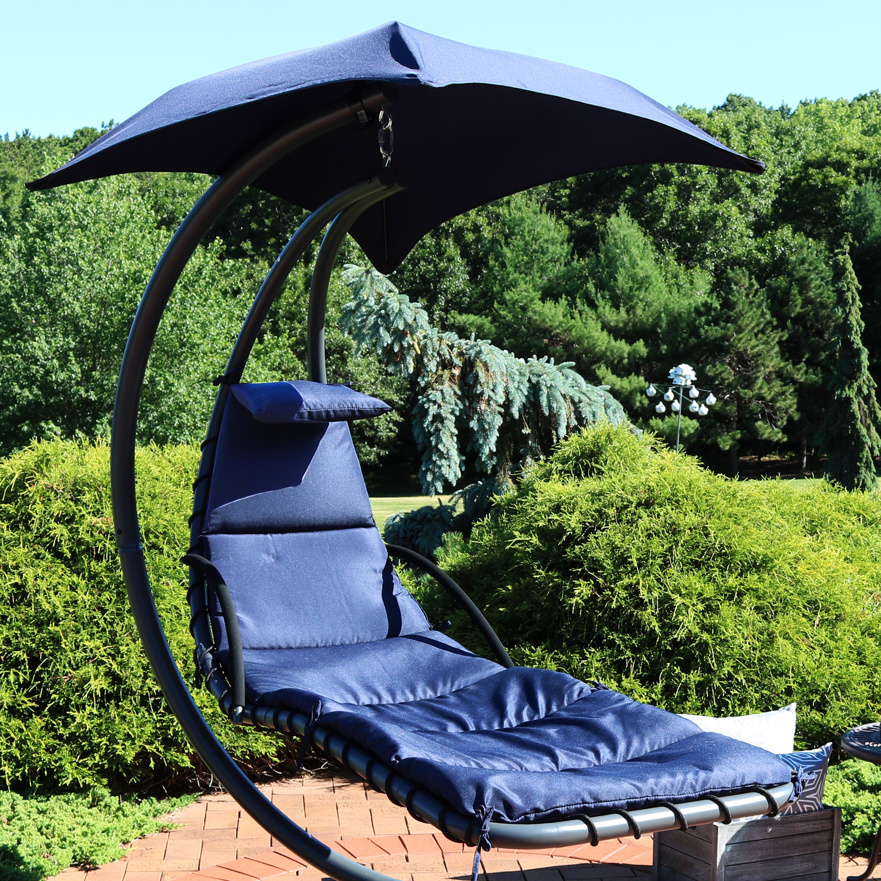 Sunnydaze Hanging Lounge Chair Replacement Cushion & Umbrella Set - Outdoor Patio Furniture Accessories for Poolside, Beach, and Garden Relaxation