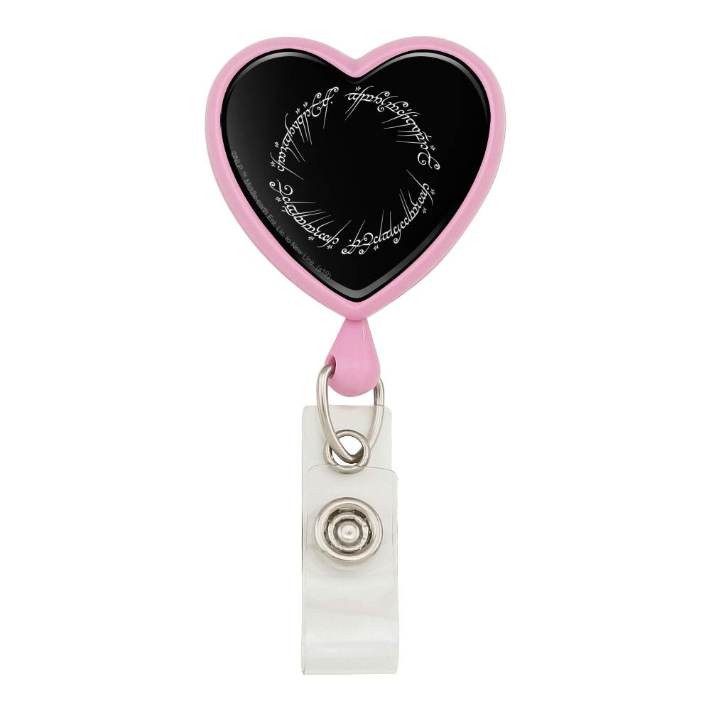 The Lord of The Rings Mordor Script Heart Lanyard - Retractable Reel Badge ID Card Holder for Work, Conventions & Cosplay