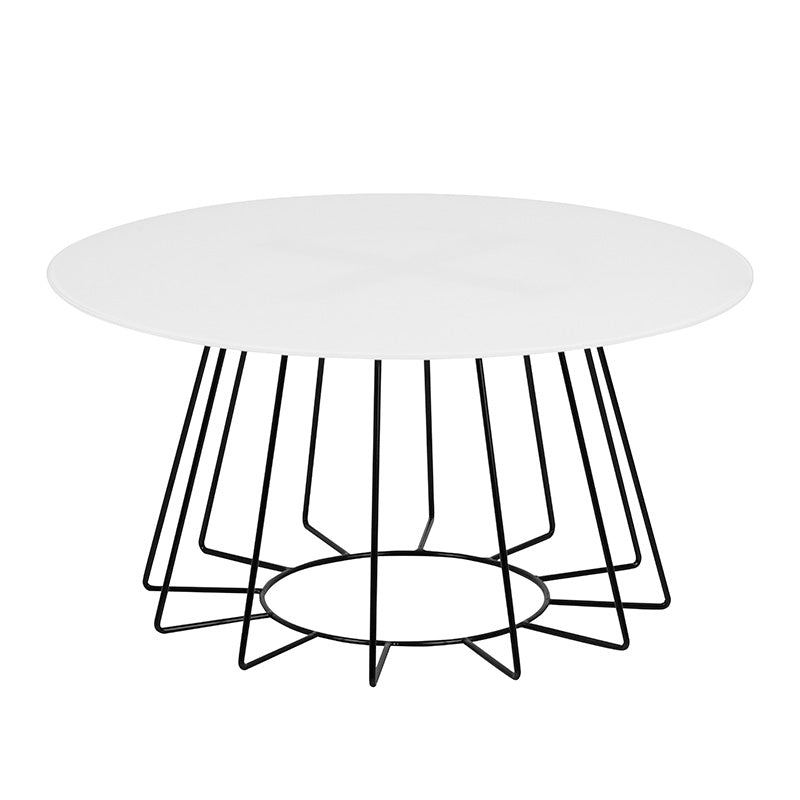 CYRUS 80cm Glass Coffee Table - Modern White & Black Design for Living Room, Office & Lounge Decor
