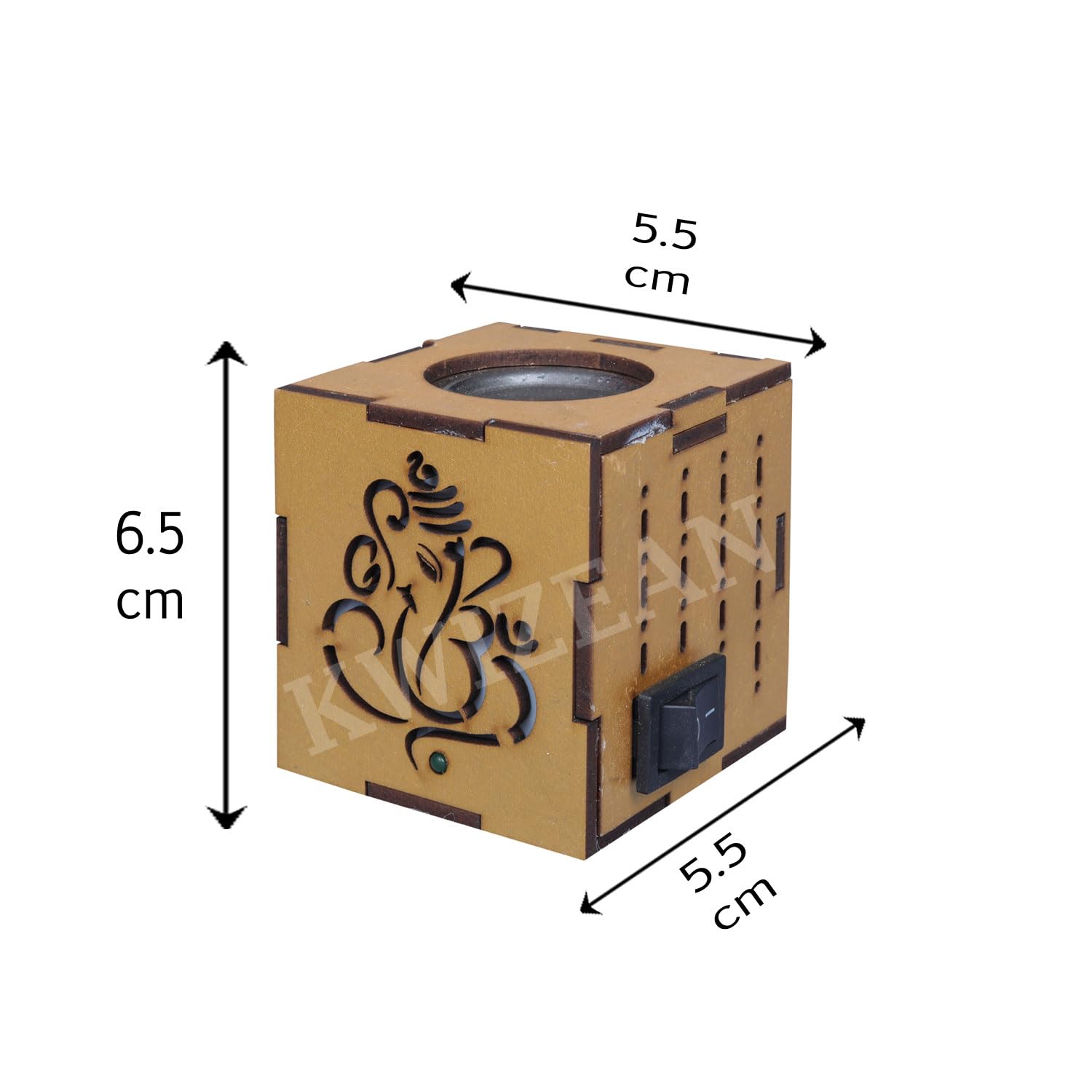 KWIZEAN Electric Camphor Burner Machine - Wooden Karpooram Kapoor Dani Diffuser with Ganesha Design for Home Fragrance & Aromatherapy | Perfect for Meditation, Yoga, and Relaxation Spaces
