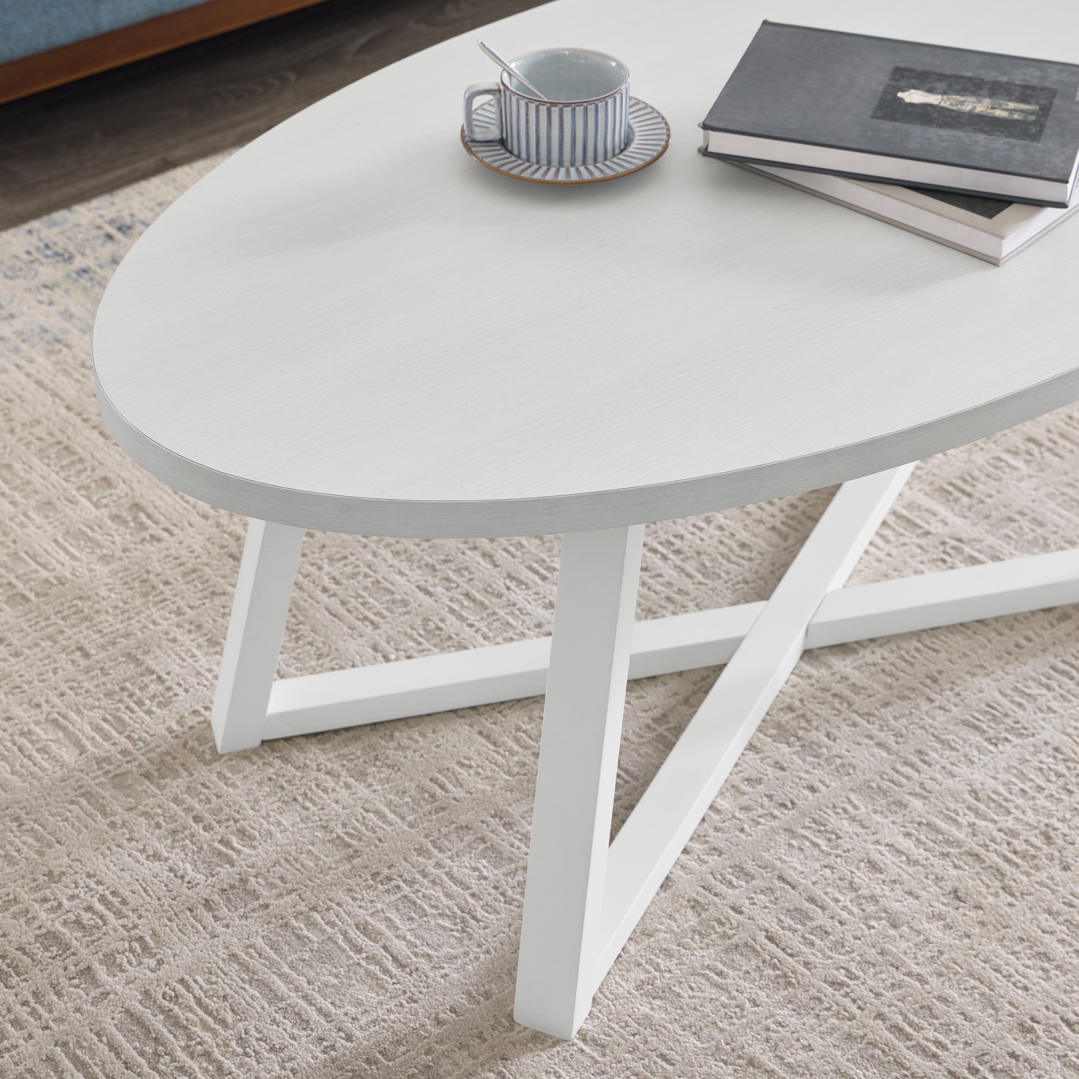 Modern Harmony Wood Oval Coffee Table - Roundhill Furniture - Stylish & Durable Living Room Centerpiece for Home Decor