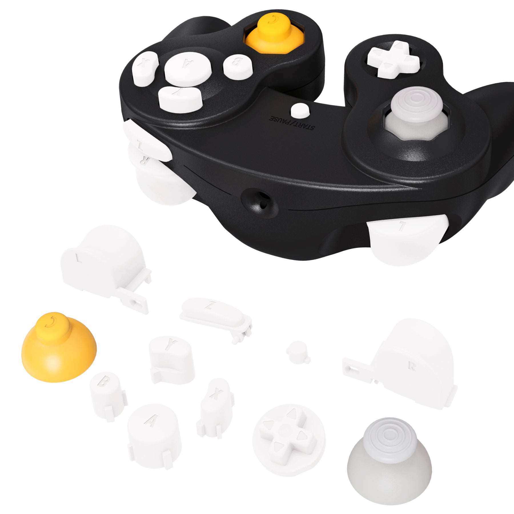 eXtremeRate DIY Replacement Full Set Buttons & Thumbsticks for Nintendo GameCube Controller (NGC) - White | Custom Mod Kit for Enhanced Gaming Performance & Comfort