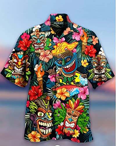 Men's Tropical Cow Hawaiian Shirts | Short Sleeve Button Down Summer Shirts | Beach Vacation, Luau Party & Casual Wear - Series 177