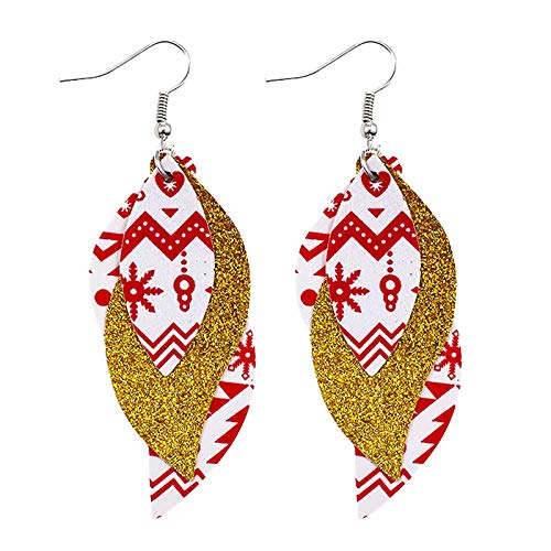 Elegant Christmas Drop Earrings for Women - Faux Leather Dangle Party Earrings (One Size) | Perfect for Holiday Parties, Gift Giving & Festive Occasions