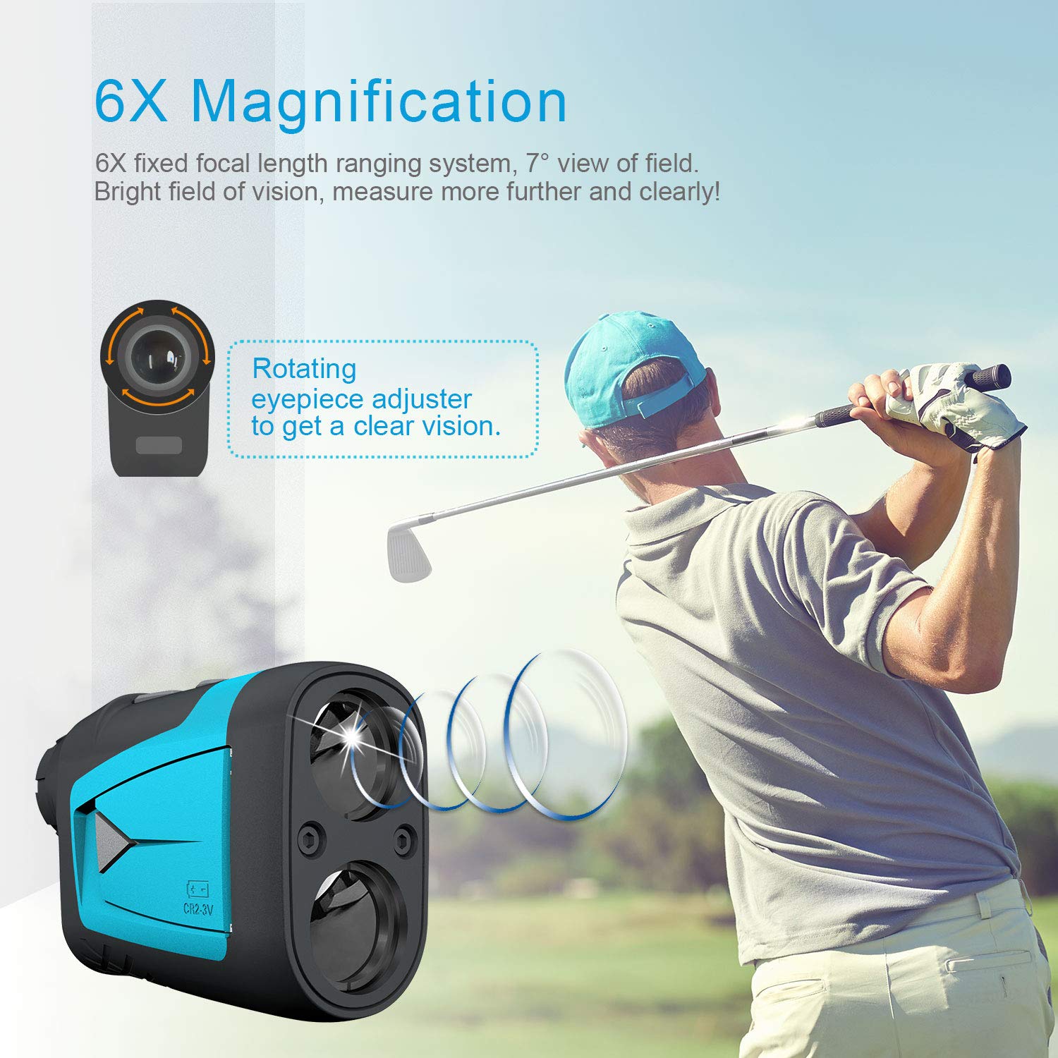 Mileseey Professional Golf Laser Rangefinder 660 Yards with Slope Compensation - Fast Flag Lock, 6X Magnification for Accurate Distance, Angle & Speed Measurement - Perfect for Golfing, Hunting & Outdoor Sports