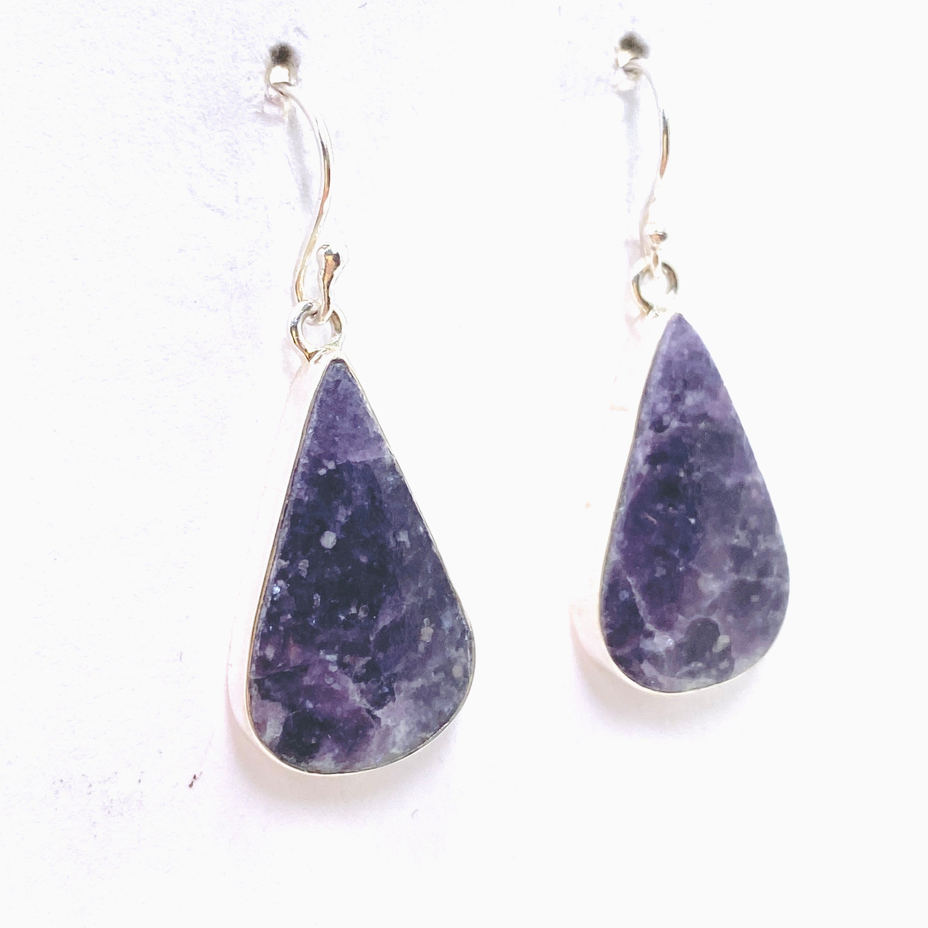 Natural Lepidolite Teardrop Cabochon Earrings KEGJ1523 – Healing Crystal Jewelry for Stress Relief & Positive Energy – Perfect for Meditation, Yoga & Spiritual Healing