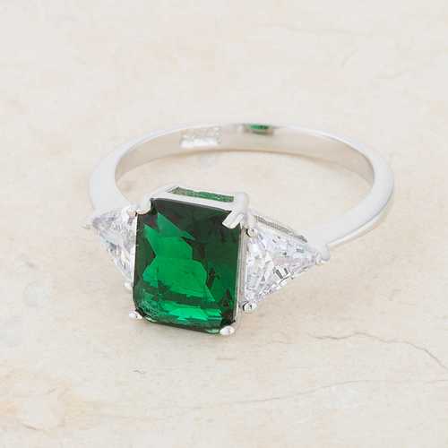 Exquisite Classic Emerald Green Sterling Silver Engagement Ring for Women – Perfect for Proposals, Anniversaries & Special Occasions