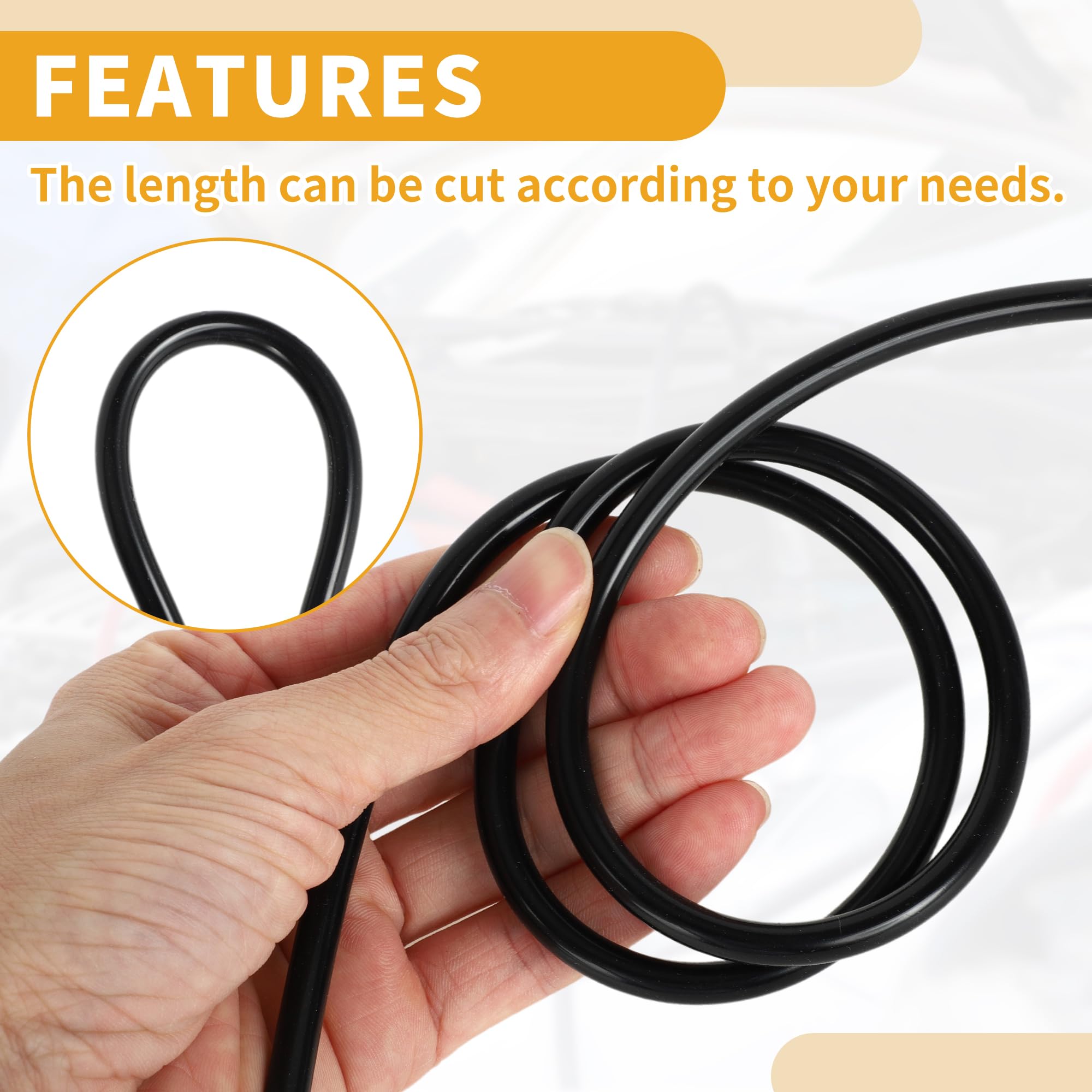 High-Pressure 130PSI Silicone Vacuum Tubing Hose - 3.3FT Black Automotive Vacuum Line (1/16