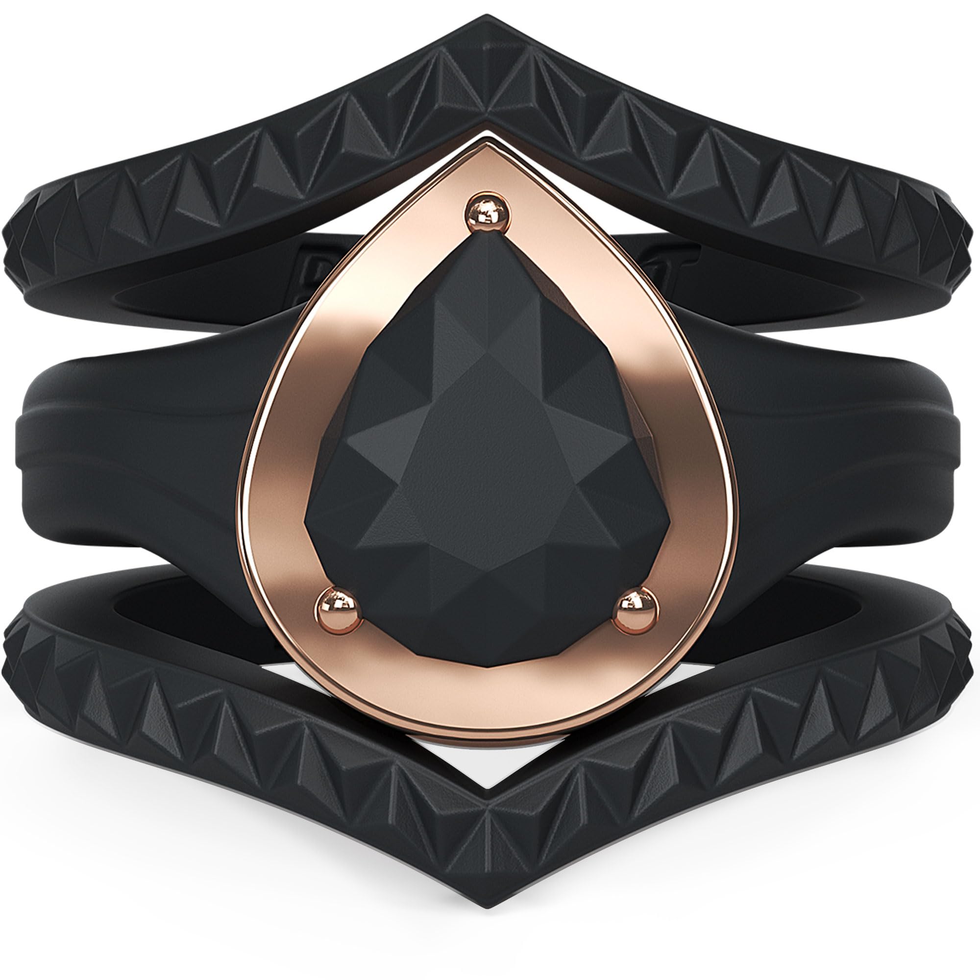 Rinfit Silicone Wedding Rings for Women - Metal Framed Pear Design | Gym & Swimming