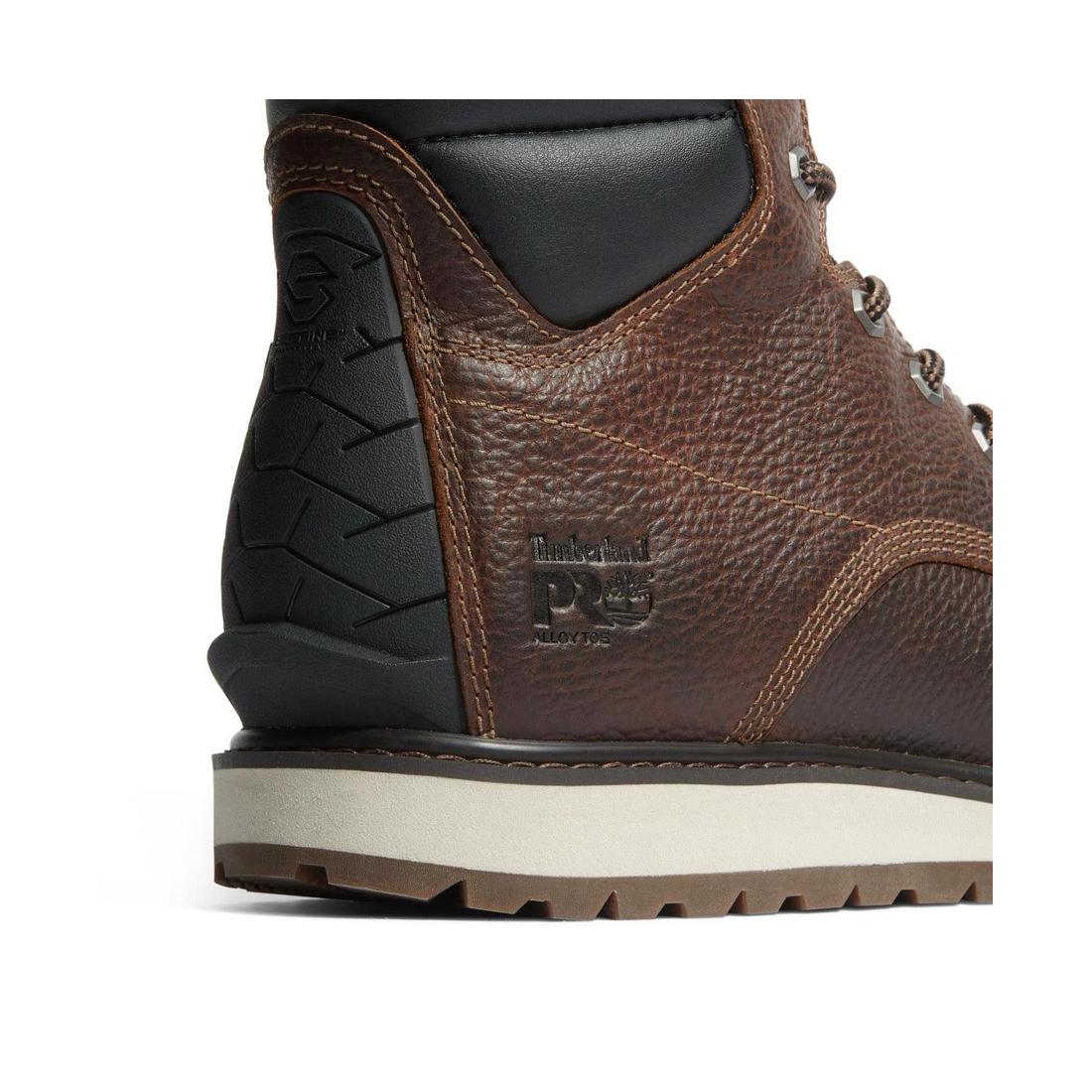 6 Inch Alloy Toe Work Boots for Men - Brown Safety Shoes for Construction & Industrial Work - Slip Resistant & Comfortable Work Boots for Warehouse, Landscaping & Heavy Duty Jobs