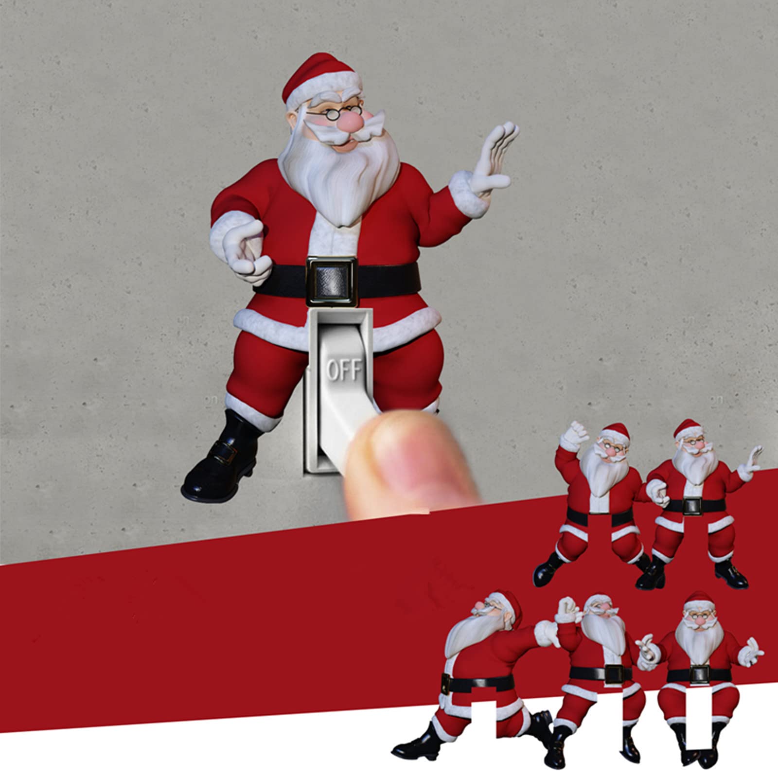 Funny Santa Claus Light Switch Stickers - 10PCS Christmas Wall Decals for Home & Office Decor - Perfect for Holiday Parties, Prank Gifts and Festive Room Decorations