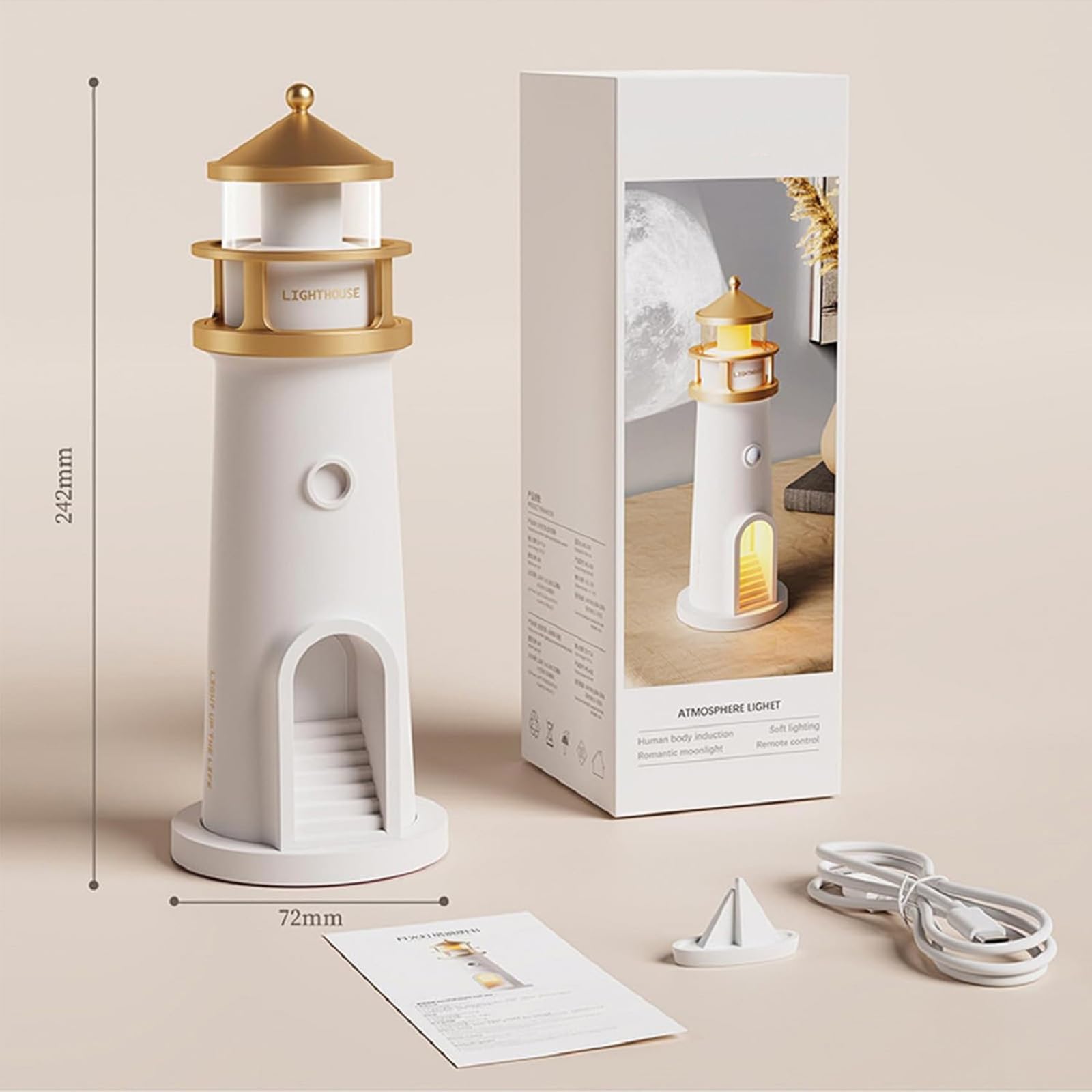Moon Lamp Projector Night Light - 3D LED Moonlight Projection Lamp with Touch Sensor, Romantic Atmosphere Light for Bedroom, Living Room, Study | Perfect for Relaxation, Meditation & Home Decor