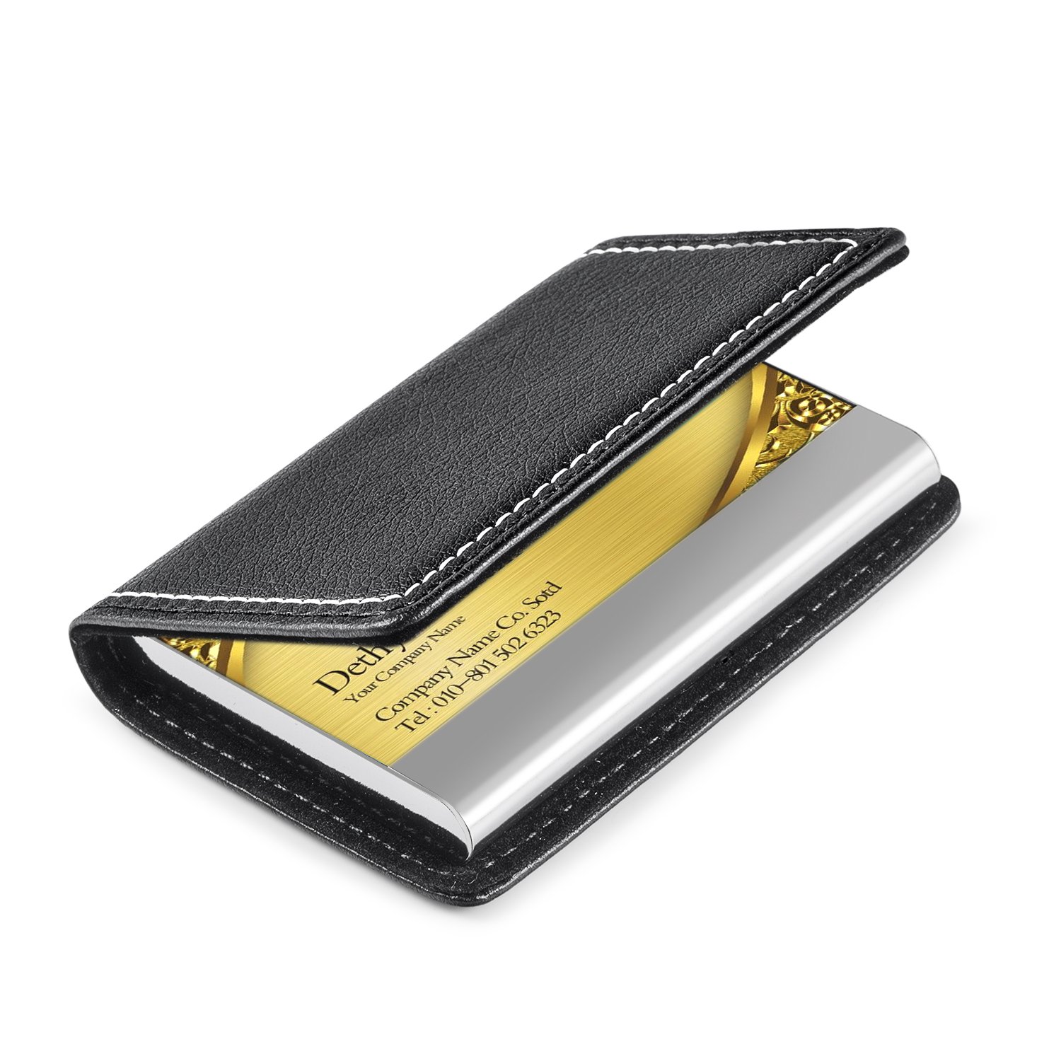 Premium PU Leather Business Card Holder - 2-Sided Magnetic Wallet Case for Men & Women | Ultra Slim & Thin Design | Perfect for Networking Events, Office Meetings & Professional Gatherings