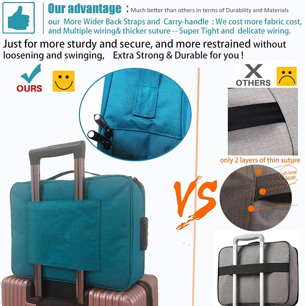 Oxford Document Bag with Secure Lock - Multi-Layer Storage Pouch for MacBook, Passport, A4 Files & Diplomas - Waterproof & Anti-Theft Design - Portable Office & Travel Organizer (Lake Blue) - Perfect for Business Trips, School & Daily Commute