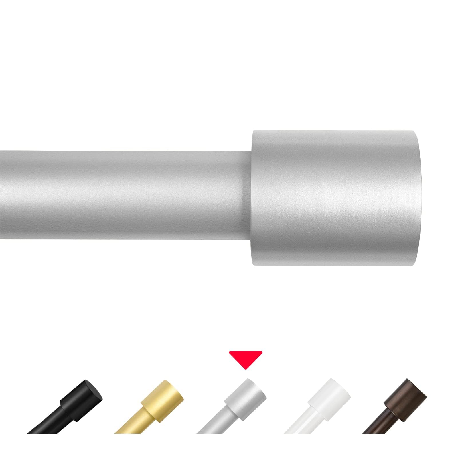 AUGOSTA Heavy Duty Curtain Rod 48-84 Inches, Sturdy Metal Window Drapery Rod with Adjustable Length - Silver Finish for Living Room, Bedroom & Home Decor (Modern M2 Design)