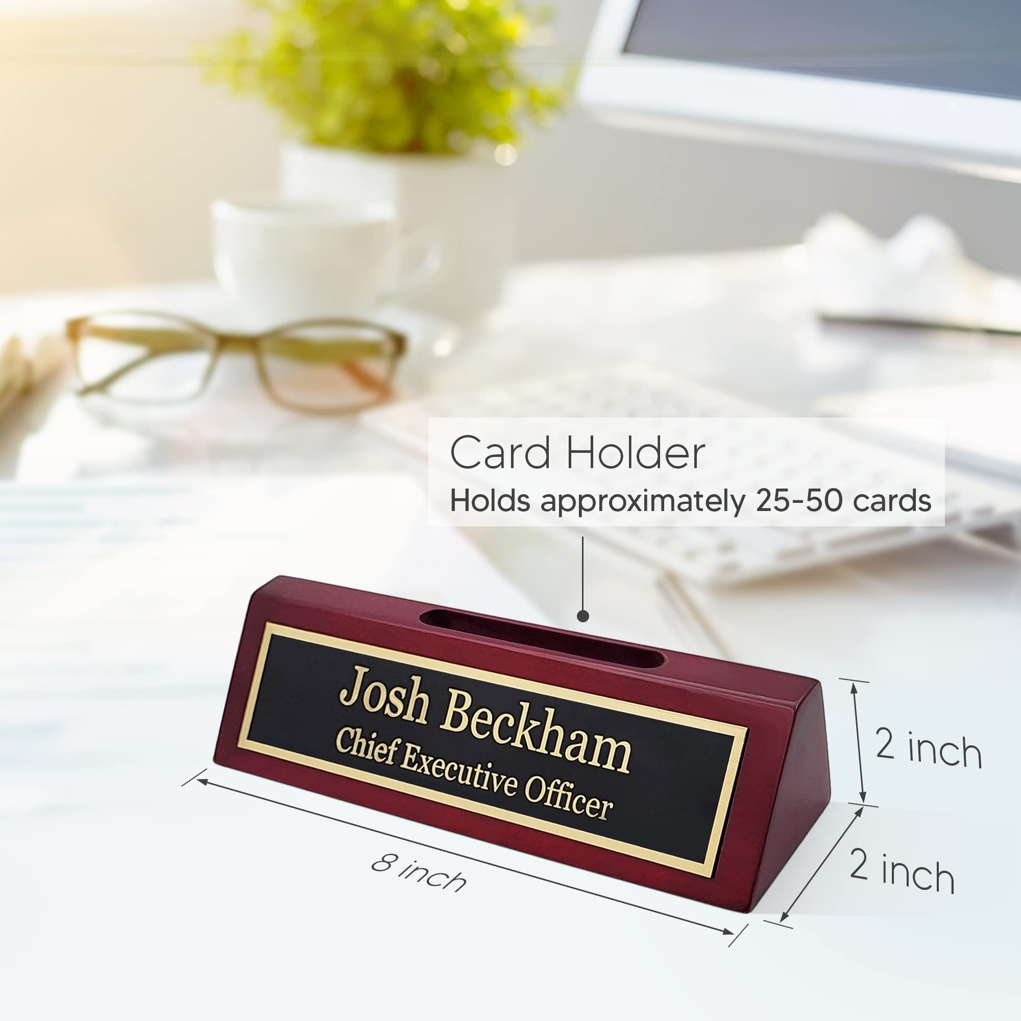 Custom Engraved Wood Name Plate for Desk | Personalized Office Name Plaque Gift (2