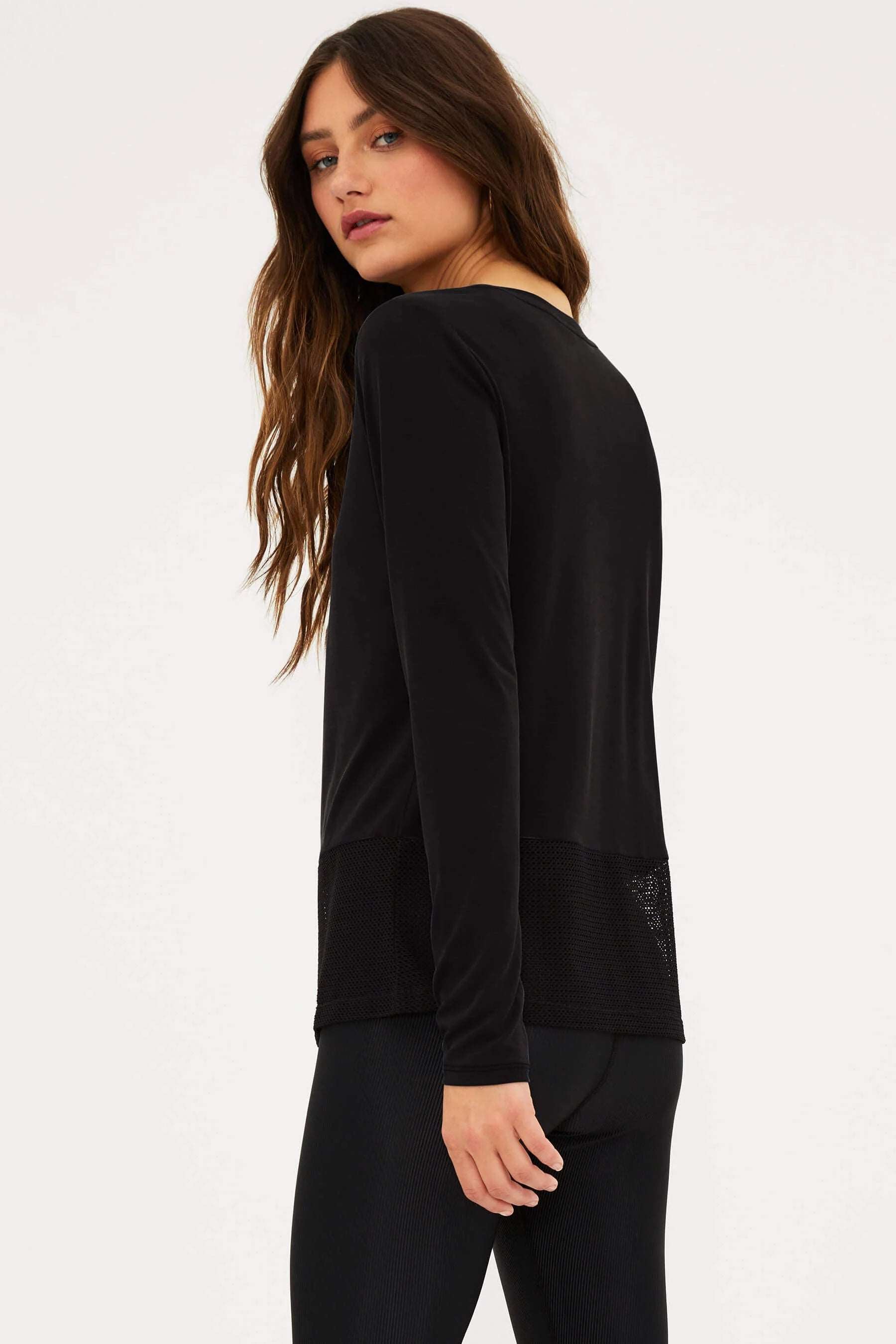 Beach Riot Women's Kennedy Long Sleeve T-Shirt - Black | Soft Stretchy Fabric | Perfect for Beach Cover-Up, Yoga & Casual Outfits