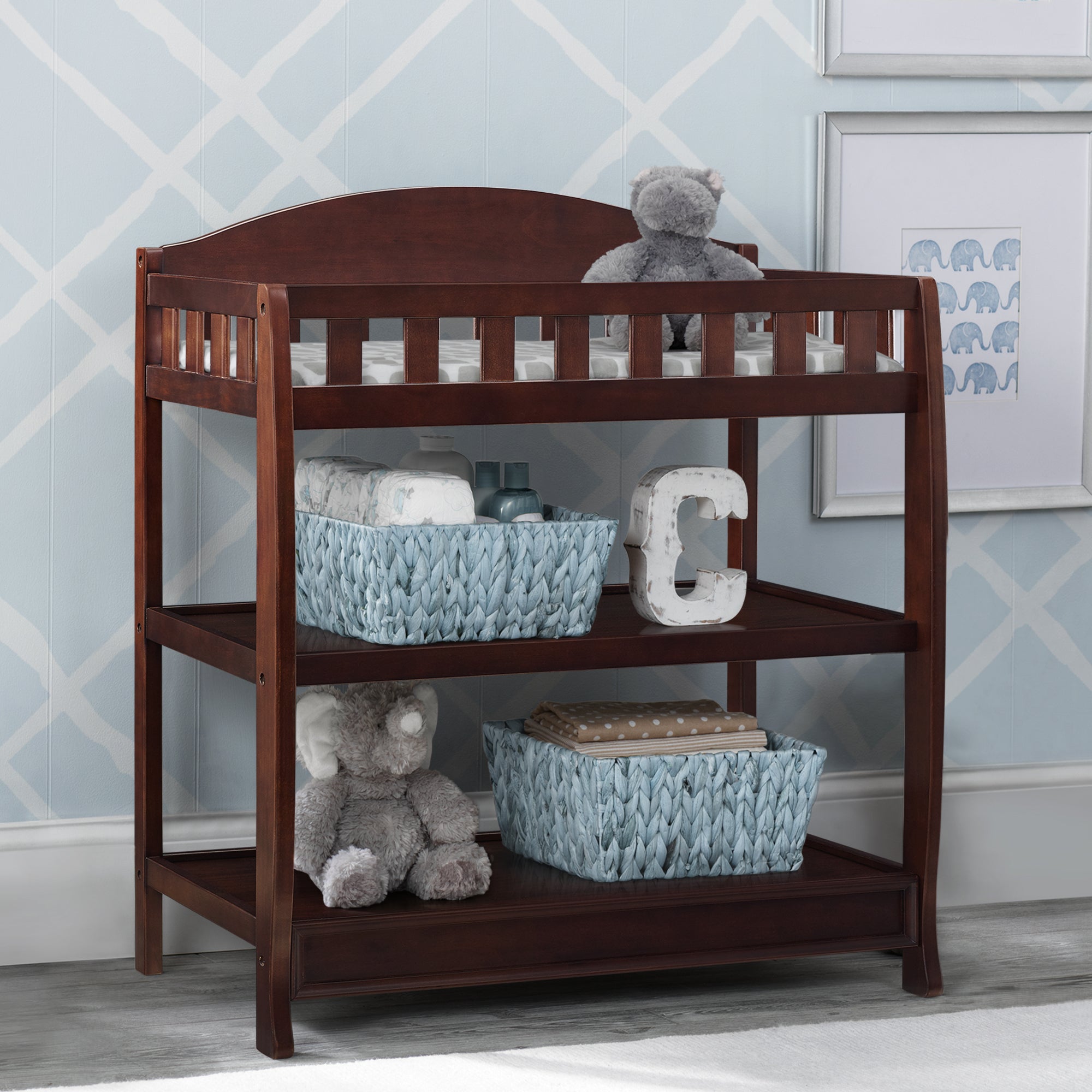 Wilmington Baby Changing Table with Soft Pad - Perfect for Nursery, Bedroom & Diaper Changing Station - Safe & Sturdy for Newborns & Toddlers