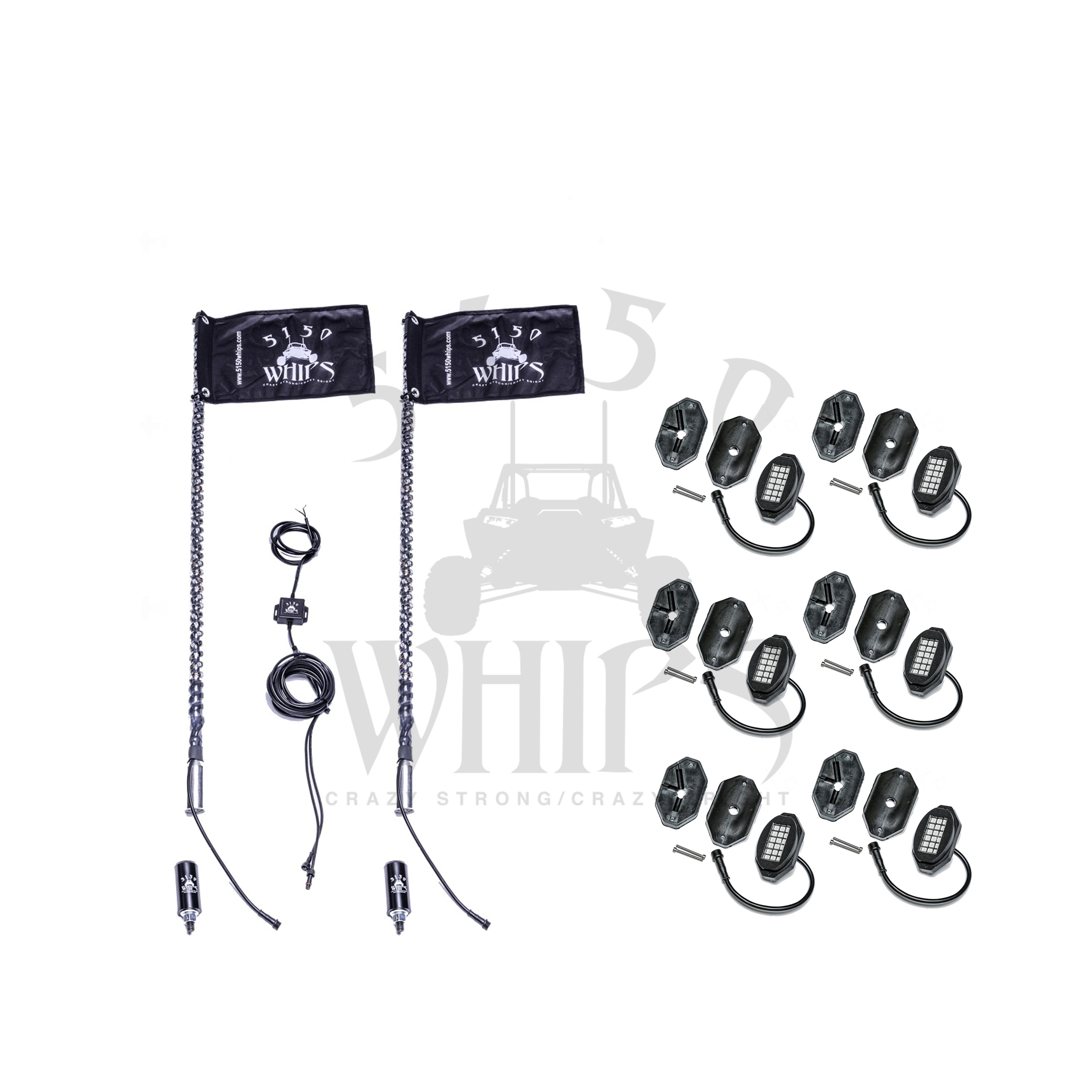 187 Whips and Rock Light Combo Kit - LED Off-Road Lighting for Trucks & ATVs - Perfect for Night Off-Roading, Camping & Emergency Use