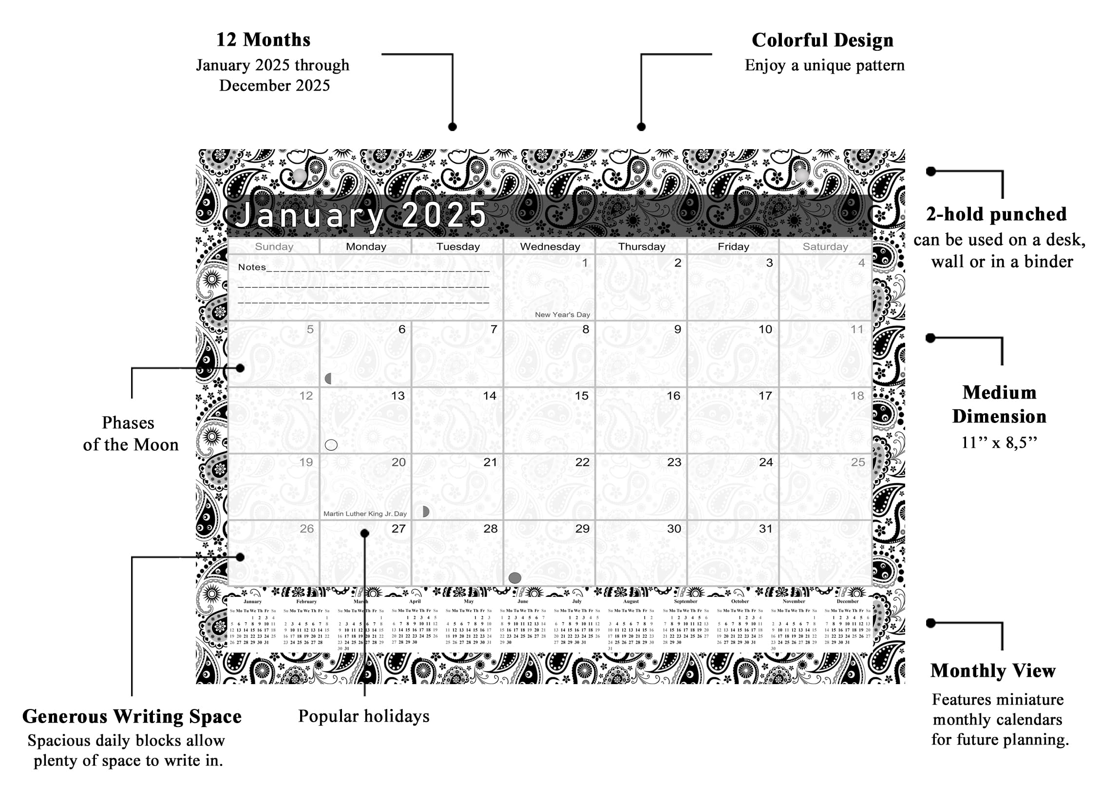 2025 Magnetic Desk Calendar - 12 Month Wall & Desktop Planner with Monthly Layout - Perfect for Office, Home, or School Organization (Edition #11)