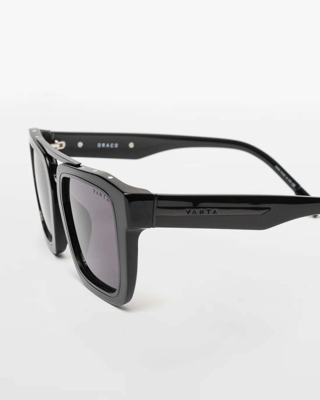 VANTA Draco Sunglasses - Gloss Black & Black Metal Frame - UV Protection, Polarized, Lightweight - Perfect for Driving, Running, Outdoor Sports & Fashion
