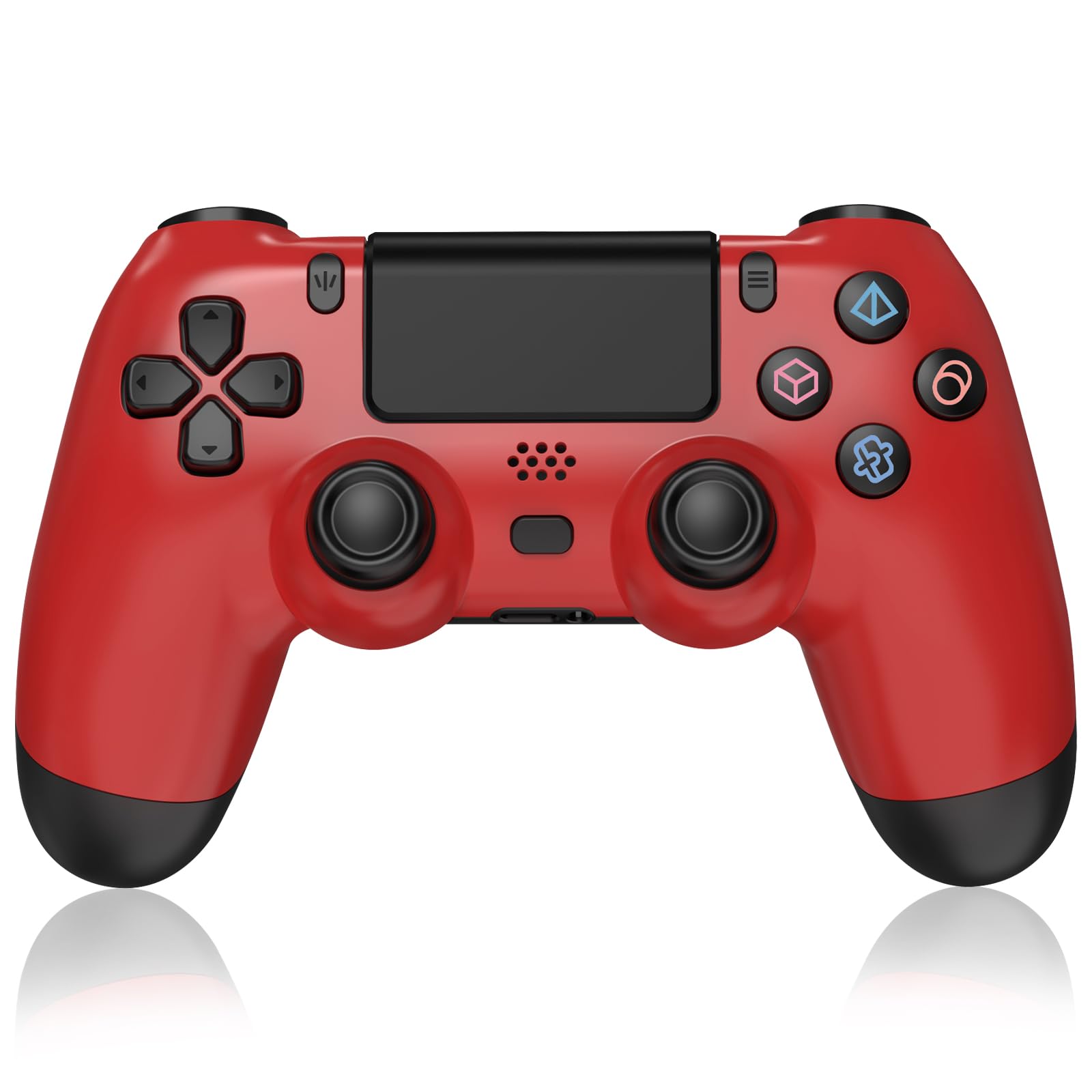 Wireless PS4 Controller with 800mAh Battery - Compatible with PS4/PS4 Slim/PS4 Pro/PC, Dual Vibration, 3.5mm Headphone Jack (Red) - Perfect for Gaming, Streaming & Long Play Sessions