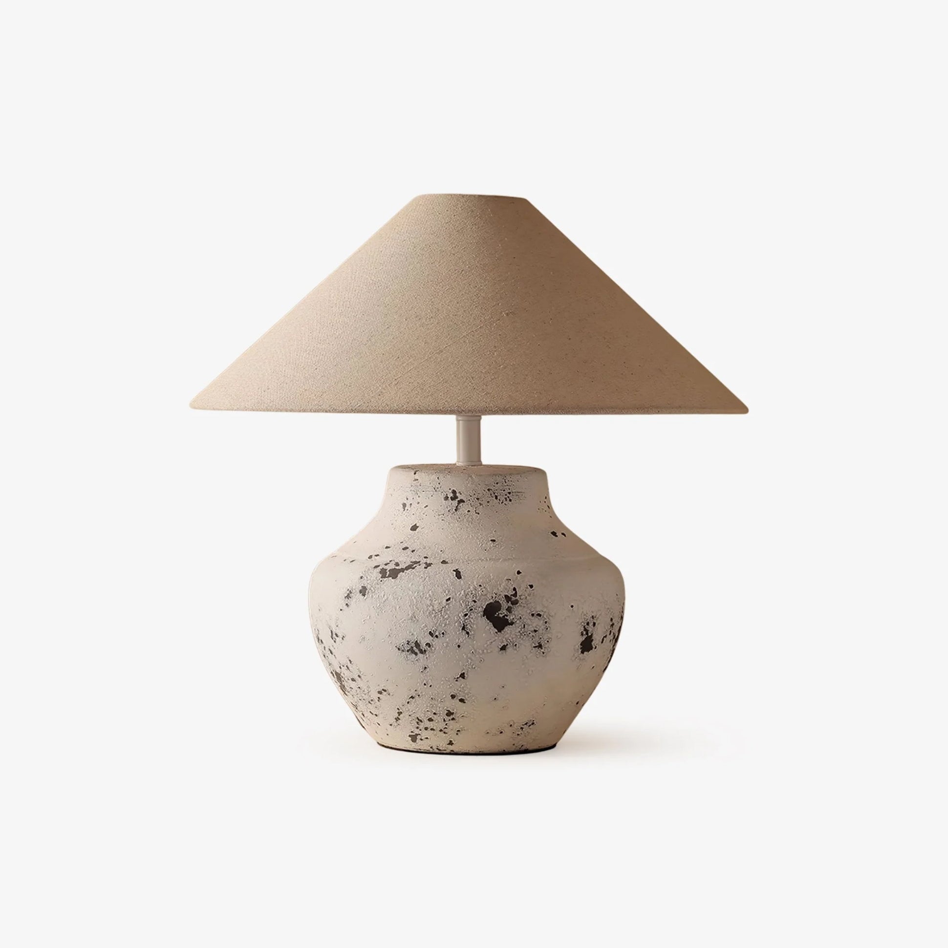 Distressed White Ceramic Table Lamp - Vintage Farmhouse Decor for Bedroom, Living Room & Office - Handcrafted Rustic Home Lighting