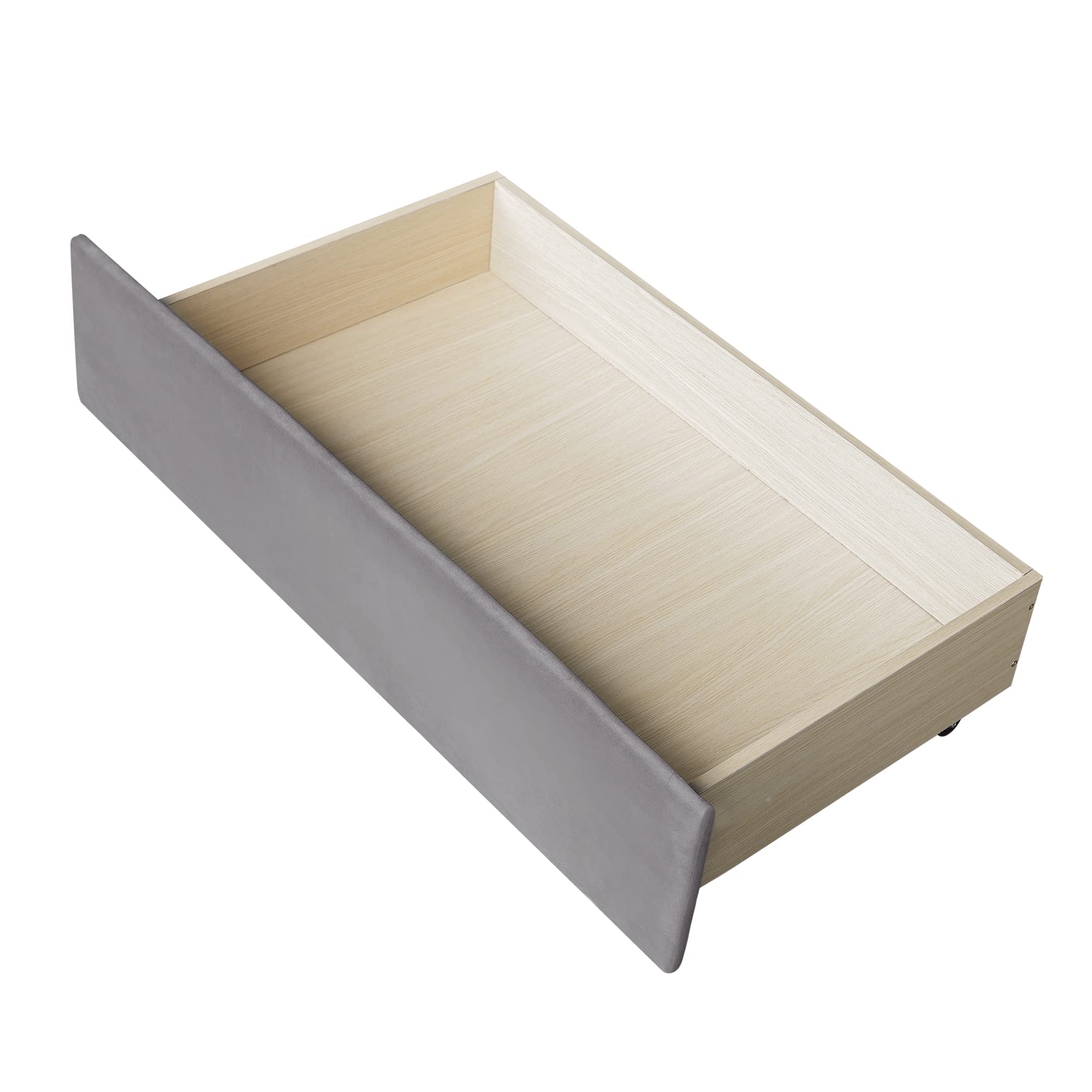 LZ LEISURE ZONE Queen Size Upholstered Daybed with 2 Drawers & Wood Slat Support - Gray Sofa Bed for Guest Room, Living Room or Home Office