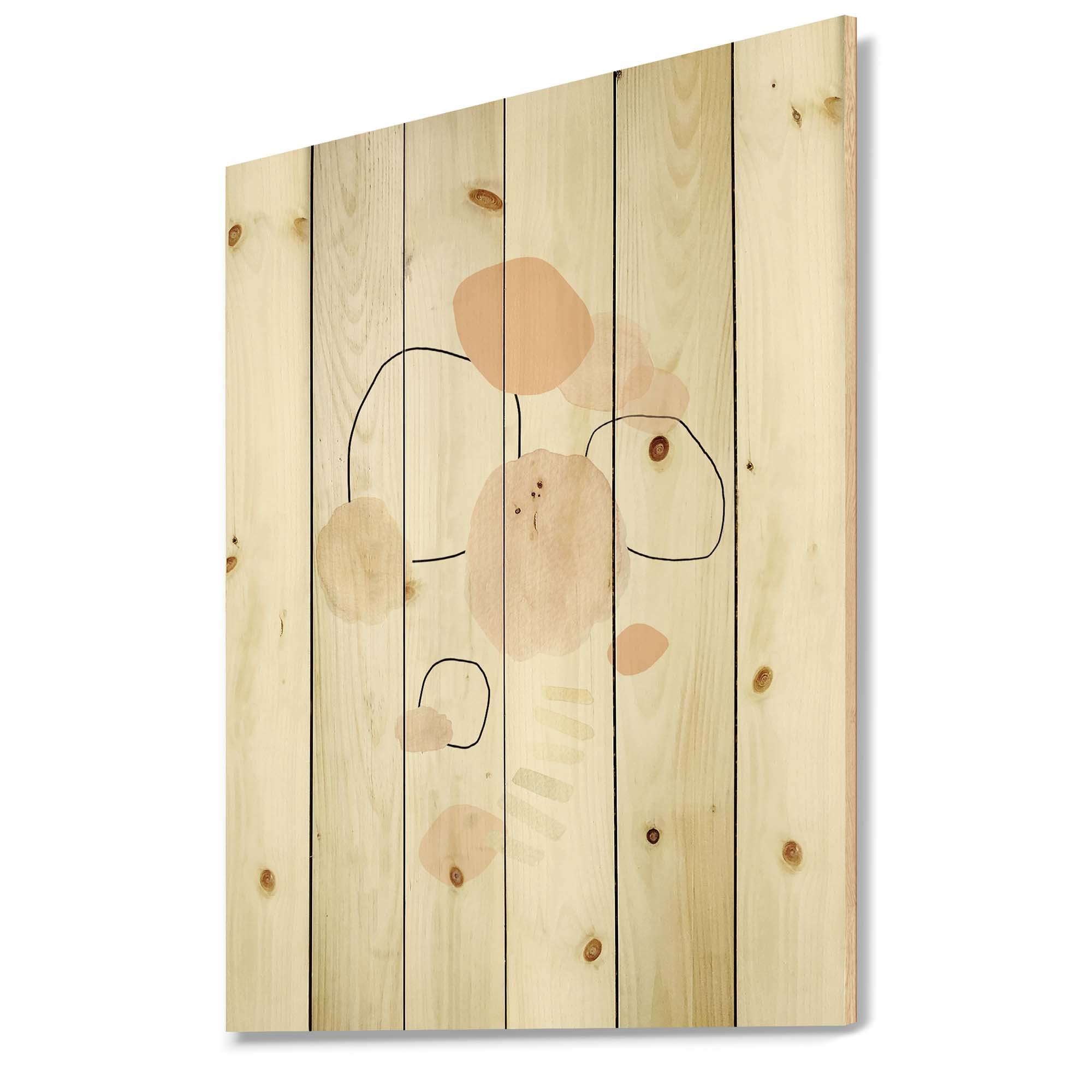 DesignQ Watercolor Stains Shabby Chic Wood Wall Decor - Large Abstract Orange Wood Wall Art Panel Printed on Natural Pine - Perfect for Living Room, Bedroom & Boho Home Decor